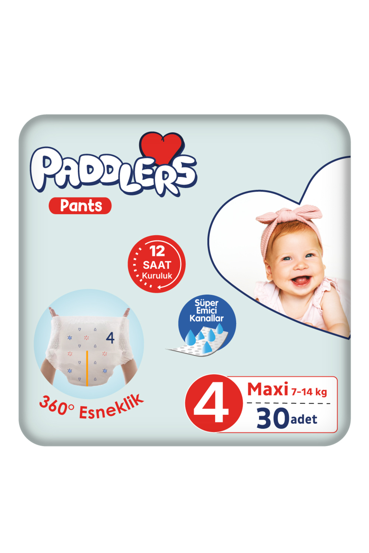 پوشک بچه سایز 4 ماکسی 30 عددی 7 14 کیلوگرم بسته اکو اورجینال Paddlers