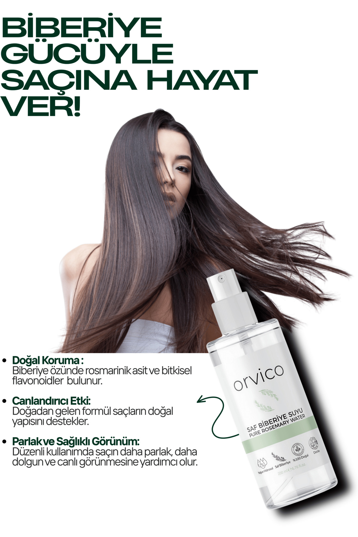 تونیک مو با عصاره بادرنجبویه 200 میلی لیتر، طبیعی و مؤثر برای تقویت مو orvico