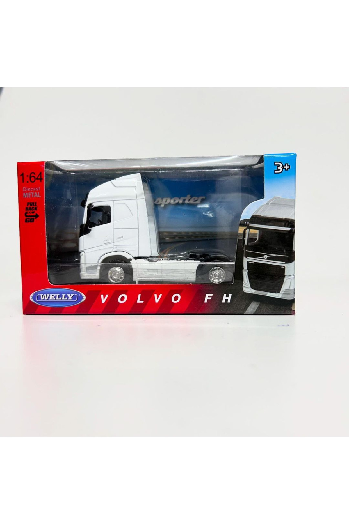 مدل خودرو فنجان کامیون فلزی رنگ سفید VOLVO FH در مقیاس 1.64 11 سانتی متری اورجینال WELLY