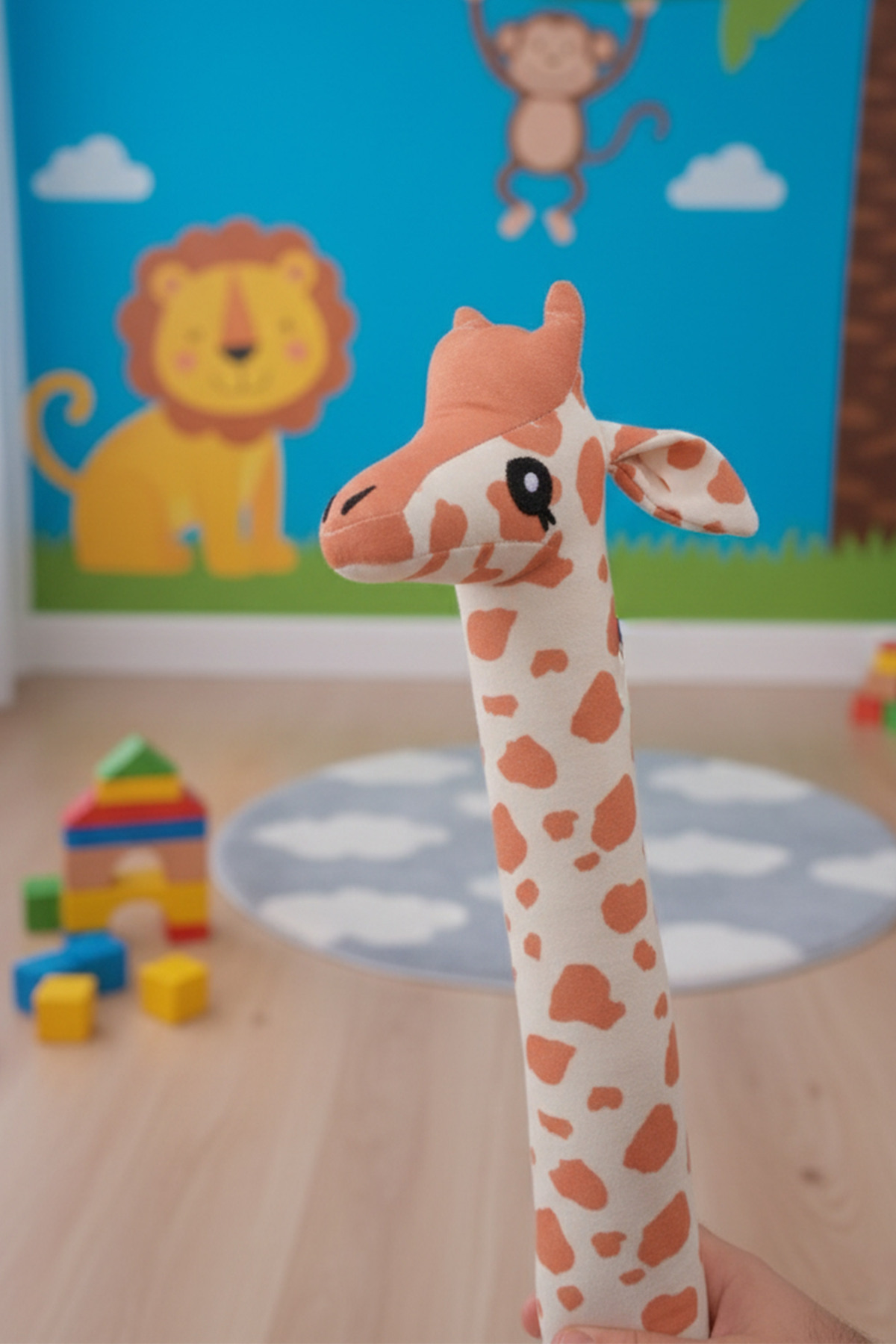 اسباب بازی های پشمی تزیین هدیه اتاق کودک زرافه مخمل خواب دار و همبازی ROZİTOYS