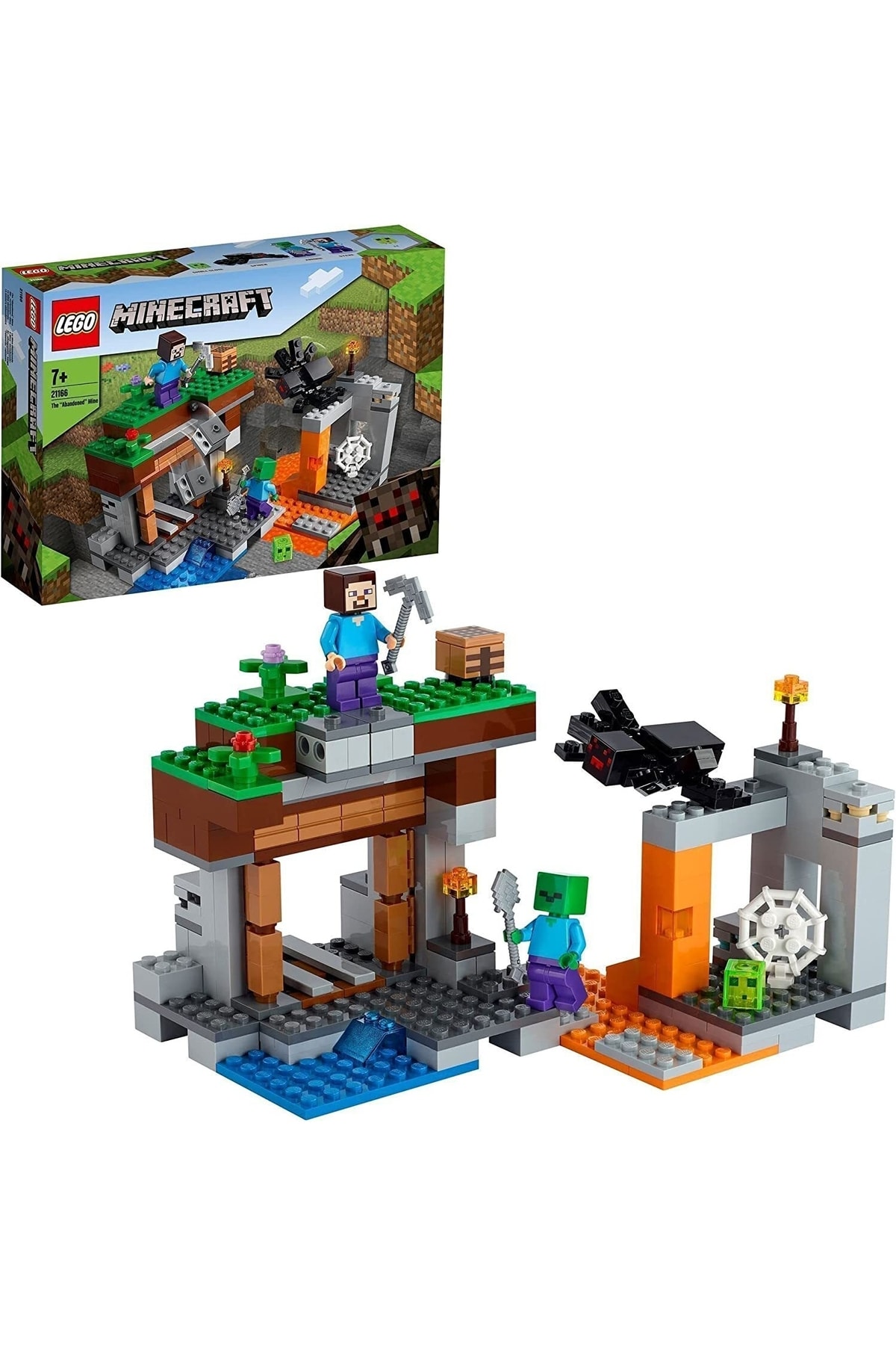 لگو و اسباب بازی های ساخت محور MINECRAFT ABANDONED MINE 21166 ZOMBIE WITH ACTION FIGURES AND TOY SPIDER اورجینال LEGO