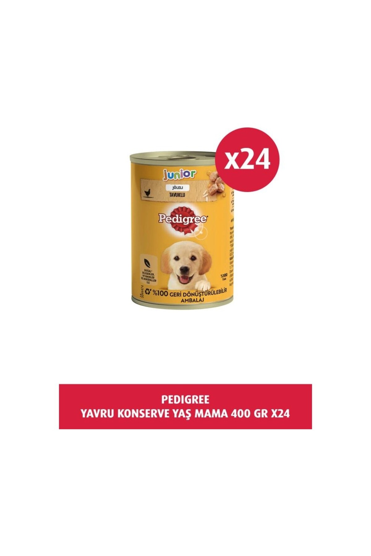 غذای کنسروی توله‌سگ پدیگری Pedigree با طعم مرغ، ۲۴ قوطی ۴۰۰ گرمی