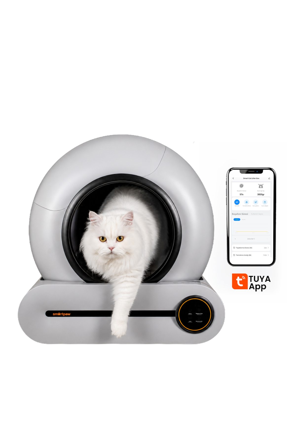 توالت خودکار گربه اسمارت‌پاو SMARTPAW Nova Cat PRO، خاکستری، ۶۵ لیتر