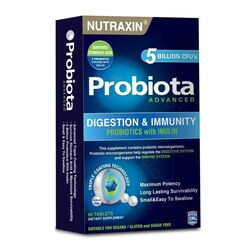 تبلت پروبیوتیک نوتراکسین Nutraxin مدل Probiota Advanced با اینولین و ۴ سویه باکتری مفید بسته ۶۰ عددی