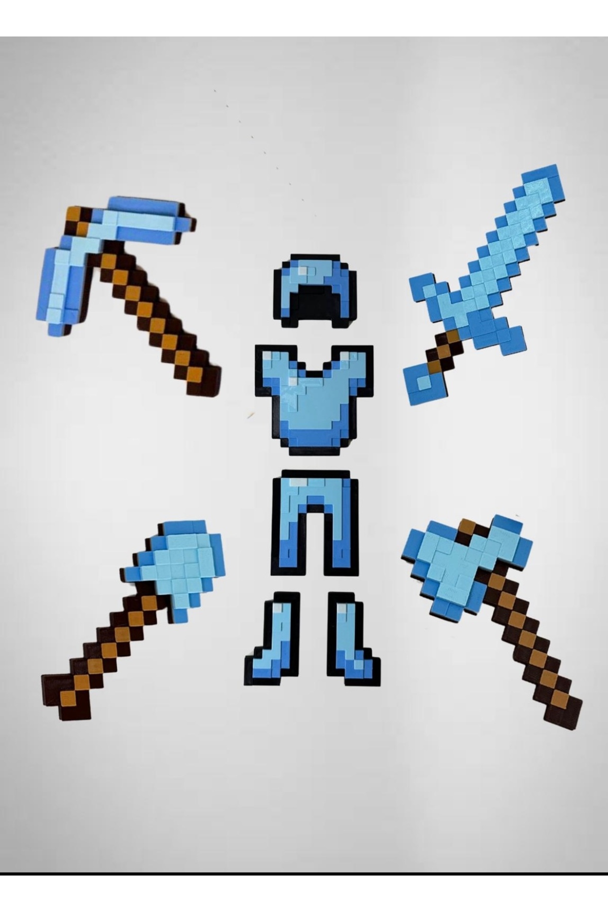 اسباب بازی های فیگور دیگر مجموعه الماس MINECRAFT 8 مورد شمشیر + کلنگ تبر بیل کلاه ایمنی سینه پا چکمه You Toys