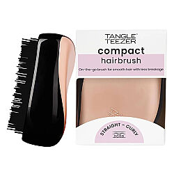 برس مو مسافرتی تنگل تیزر Tangle Teezer مدل کامپکت استایلر Compact Styler رنگ رزگلد مشکی مناسب موهای فر و صاف