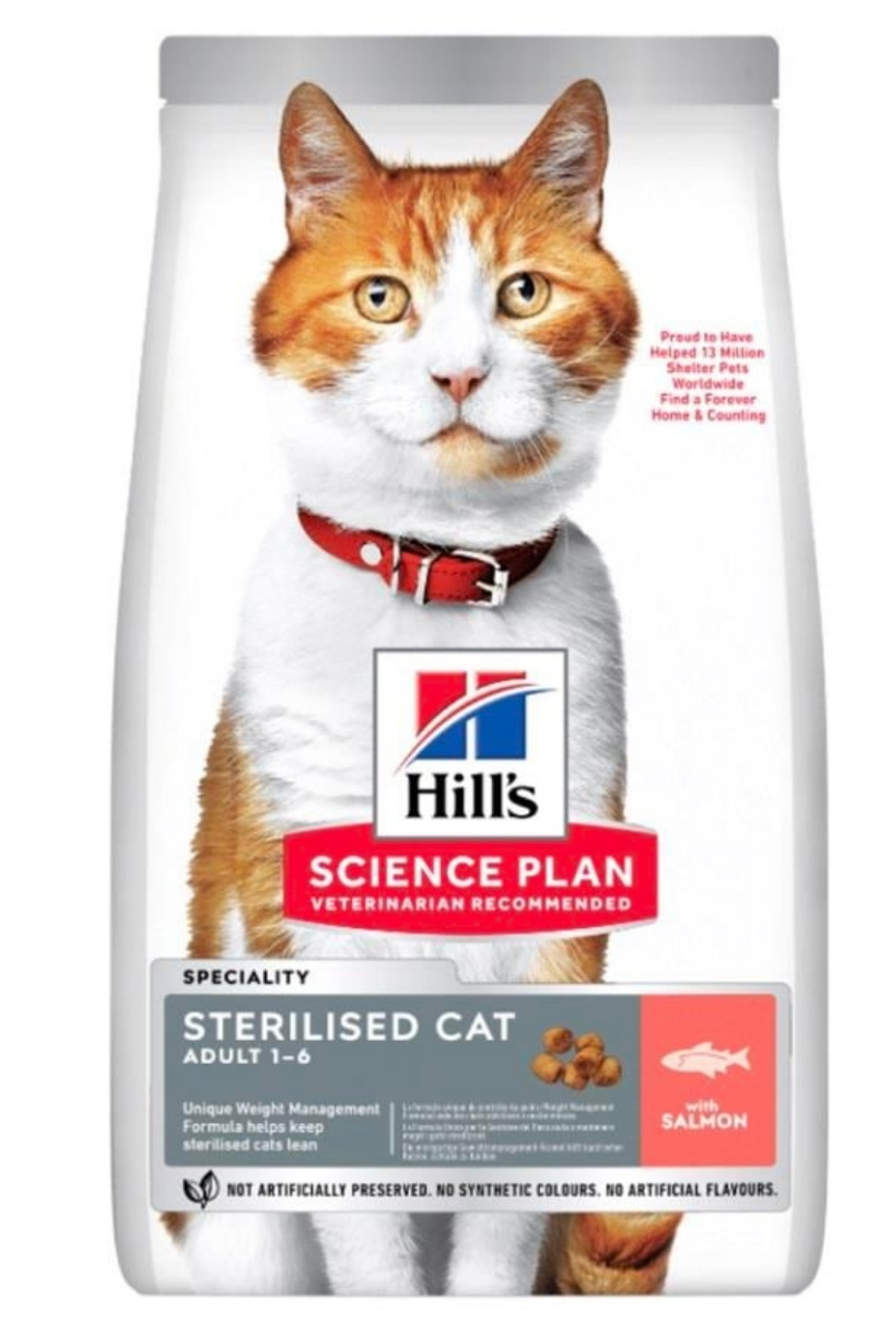 غذای خشک گربه هیلز Hill's Science Plan سالمون برای گربه‌های بالغ عقیم‌شده، ۳ کیلوگرم