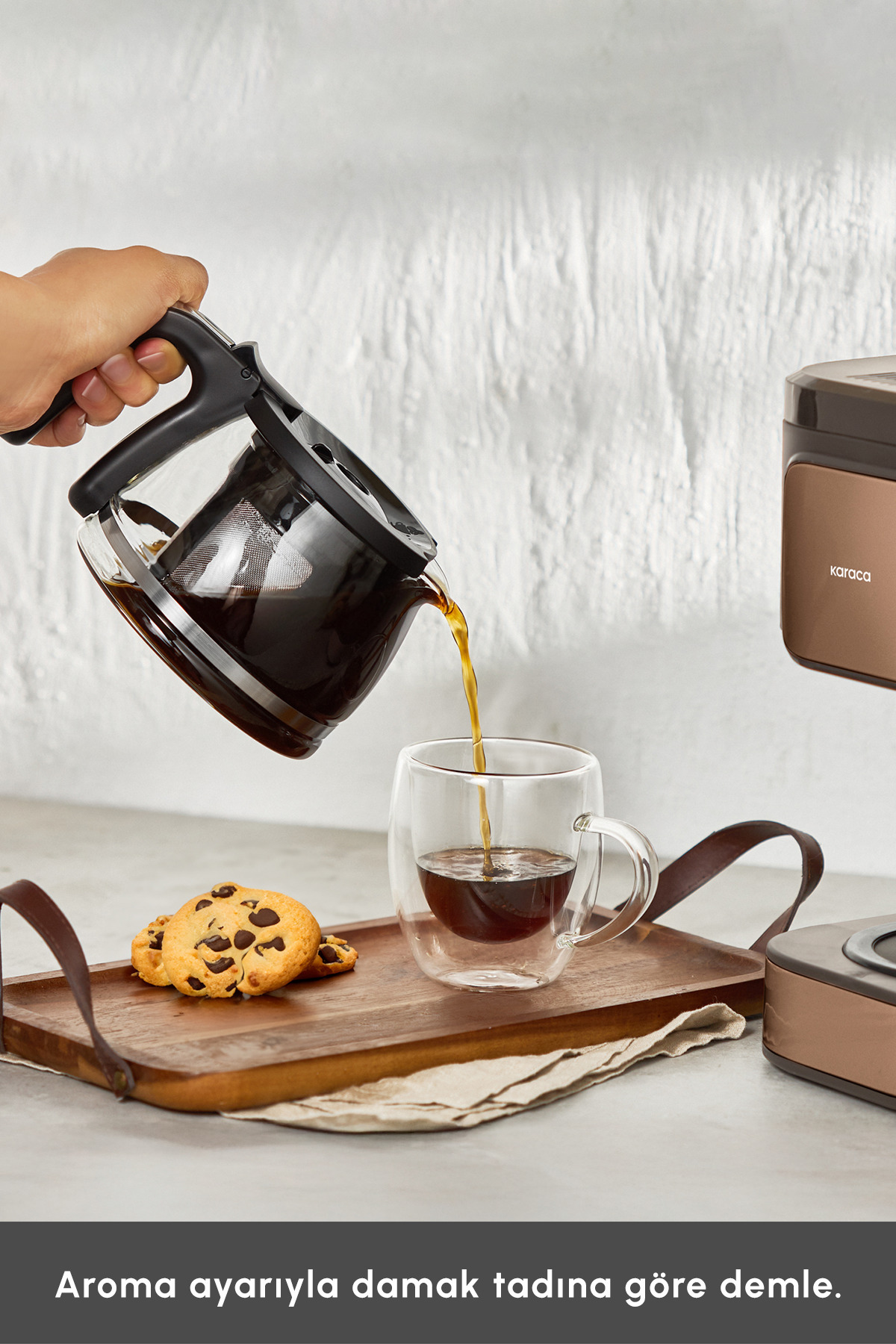 قهوه ساز فیلتری فيلتر JUST COFFEE AROMA 2 IN1 BROWN گردو اورجینال Karaca