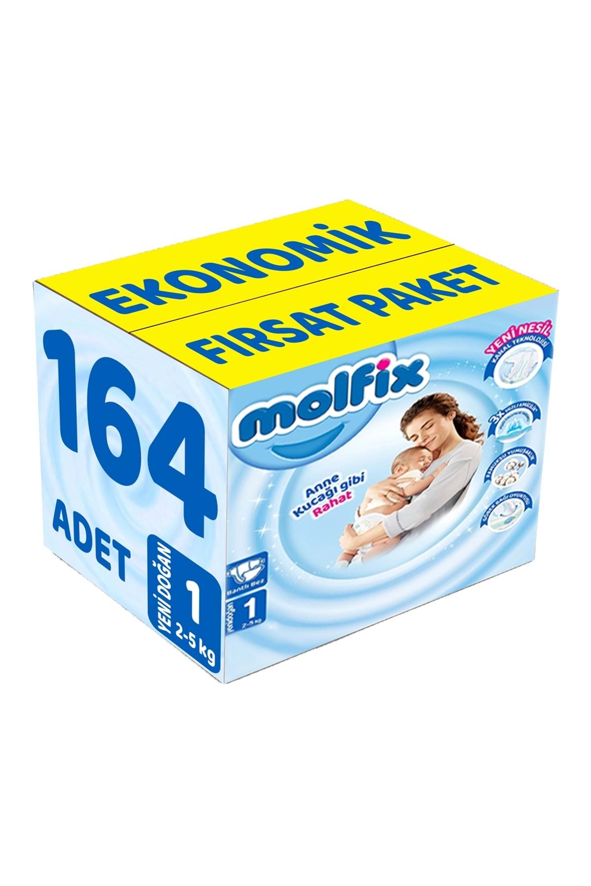 پوشک بچه سایز بچه: 1 2 تا 5 کیلوگرم نوزاد 164 تکه فرصت اقتصادی پک اورجینال Molfix