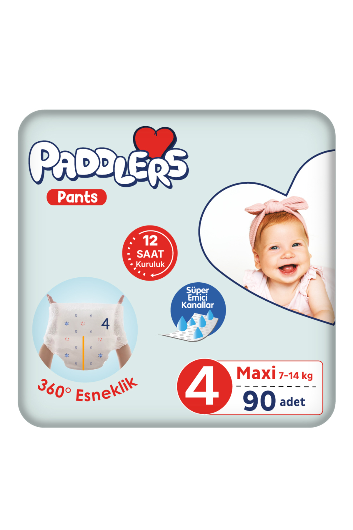 پوشک بچه سایز 4 ماکسی 90 عددی 7 14 کیلوگرم بسته فرصت اضافی اورجینال Paddlers