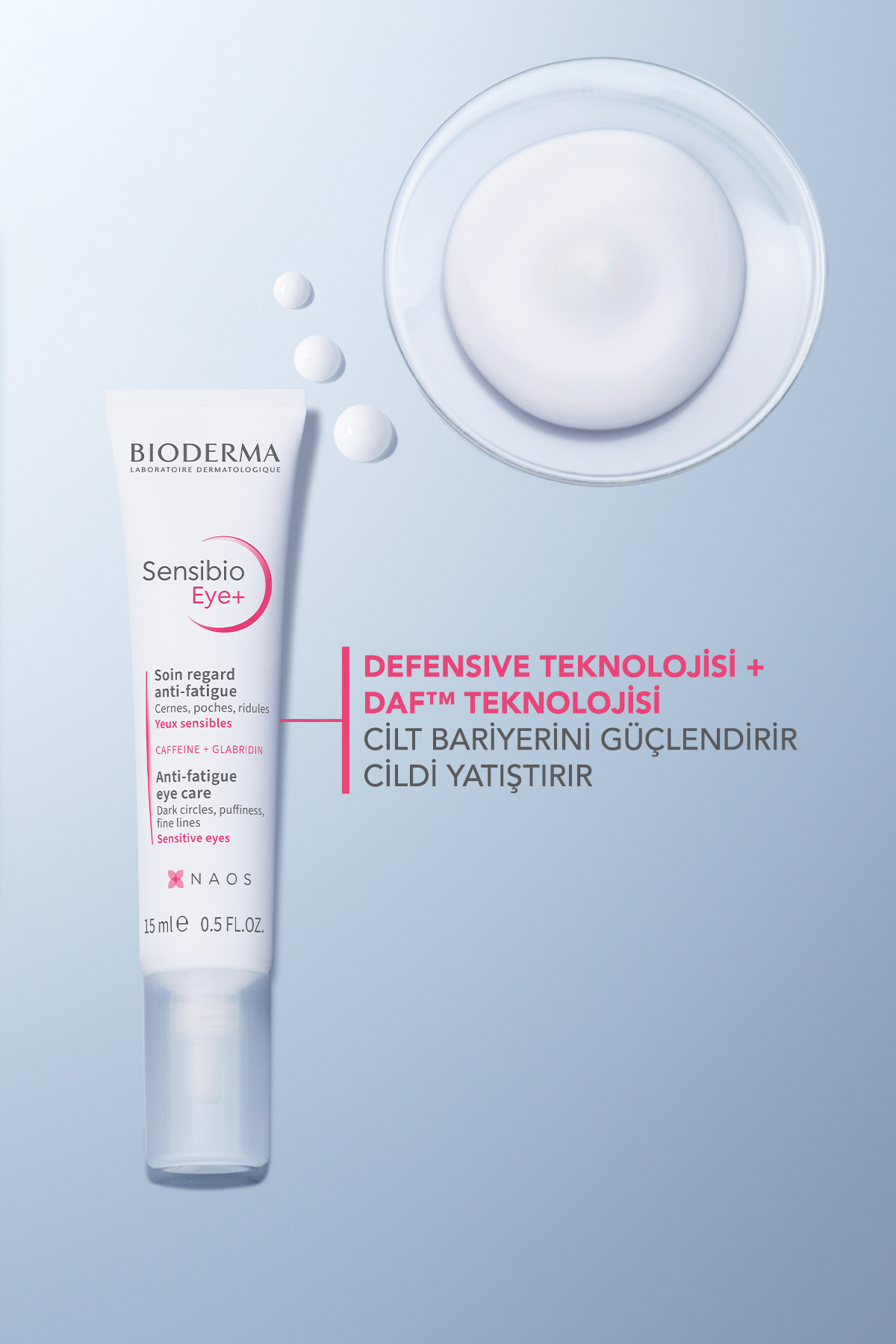 ژل دور چشم مدل Sensibio با حجم 15 میل بایودرما Bioderma