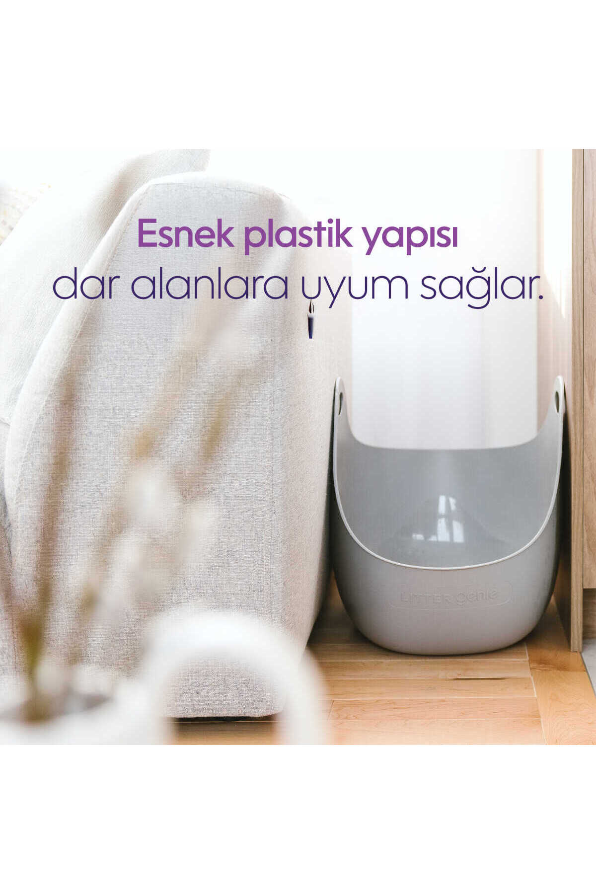 ظرف خاک گربه دیواره‌بلند لیتر جینی Litter Genie خاکستری