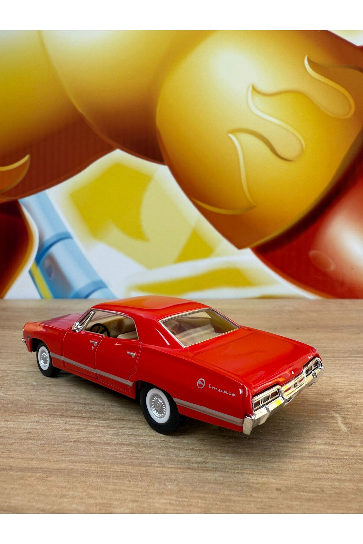 مدل خودرو PULL DROP 1967 شورلت ایمپالا قرمز TOY CAR CHEVY IMPALA اورجینال scntoys