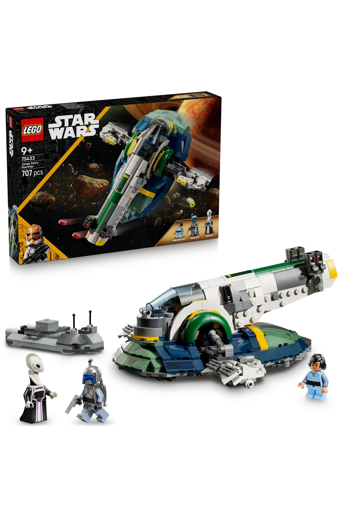 لگو و اسباب بازی های ساخت محور ® STAR WARS: ATTACK OF THE CLONES JANGO FETT'S STARSHIP 75433 9+ TOY BUILDING SET 707P اورجینال LEGO