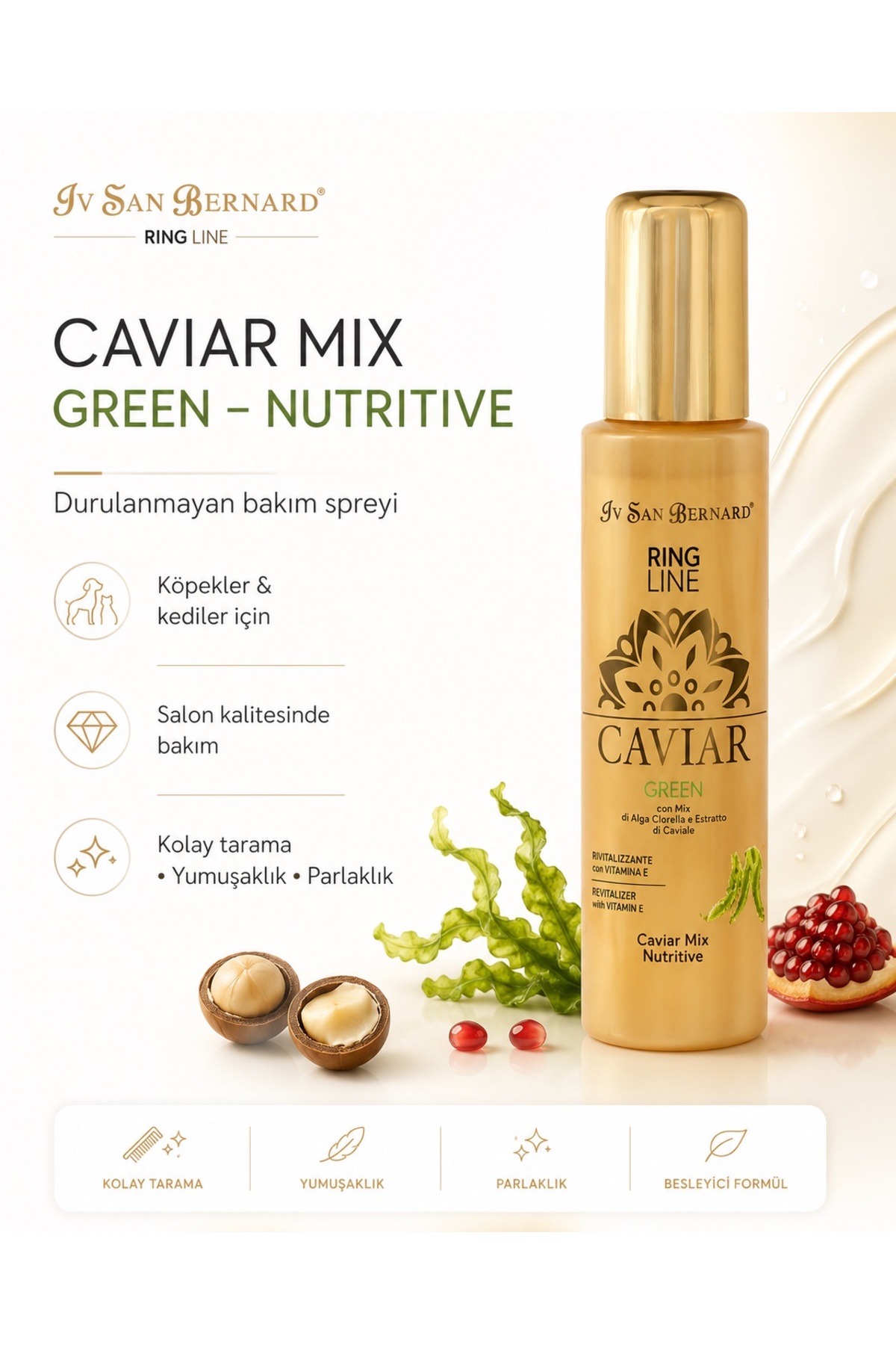 سرم تغذیه‌کننده پوشش حیوانات Green Caviar Mix-Nutritive، ۱۰۰ میلی‌لیتر، آی‌وی سن برنارد IV San Bernard