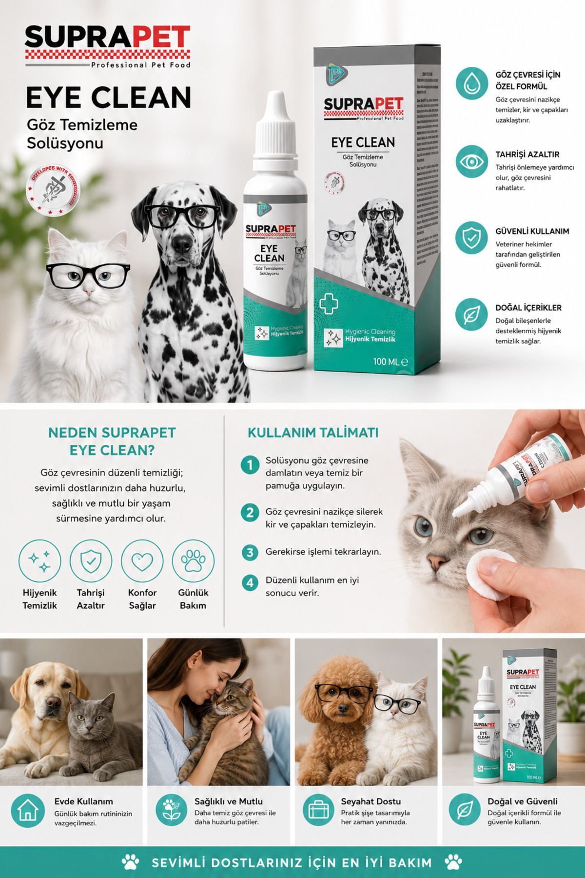 محلول مراقبت و بهداشت چشم گربه و سگ کامپروکس Comprox SUPRAPET Eye Clean