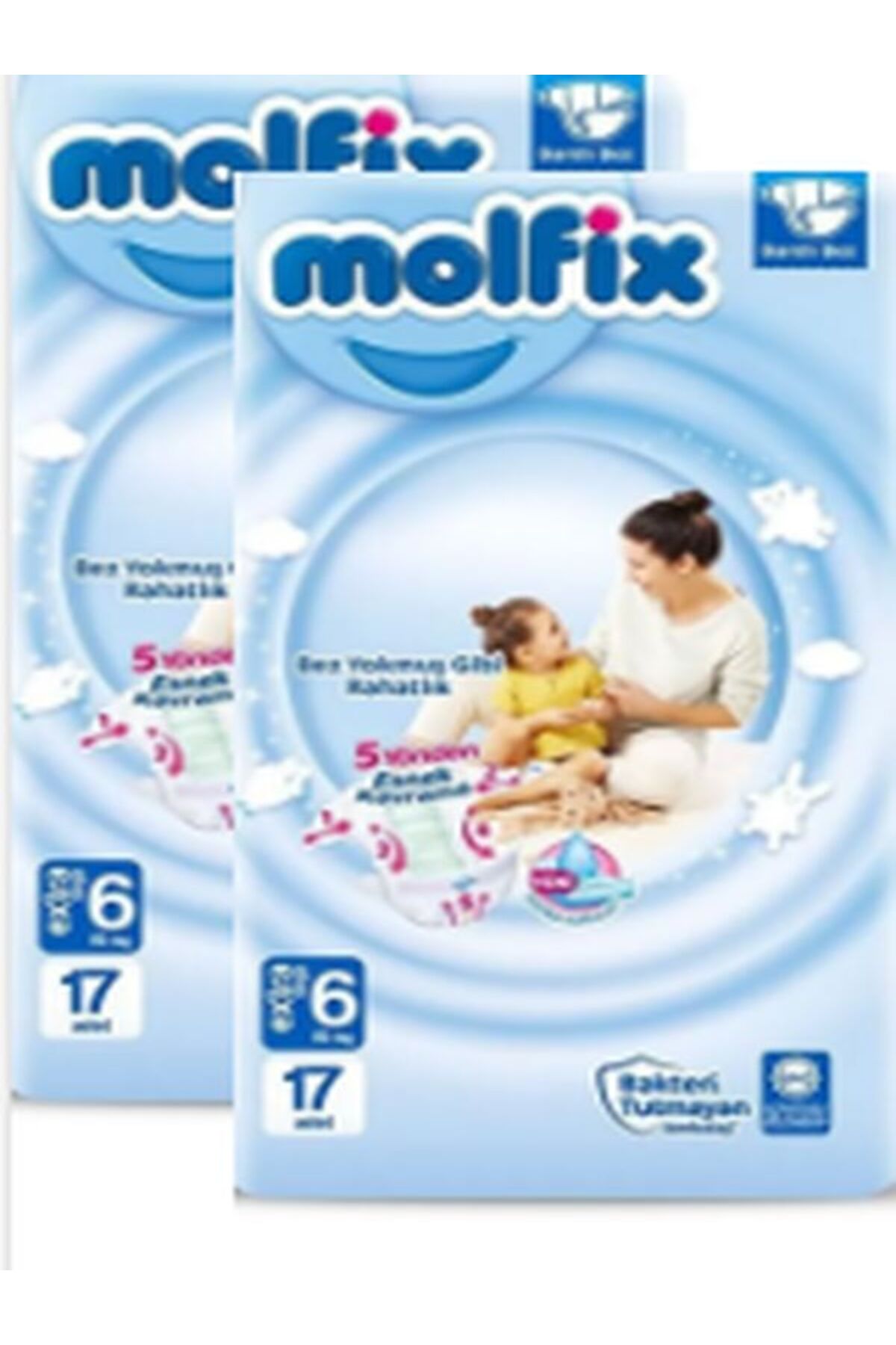 پوشک بچه مولفیکس شماره 6 بسیار بزرگ +15 کیلوگرم 17 عدد در 2 اورجینال Molfix