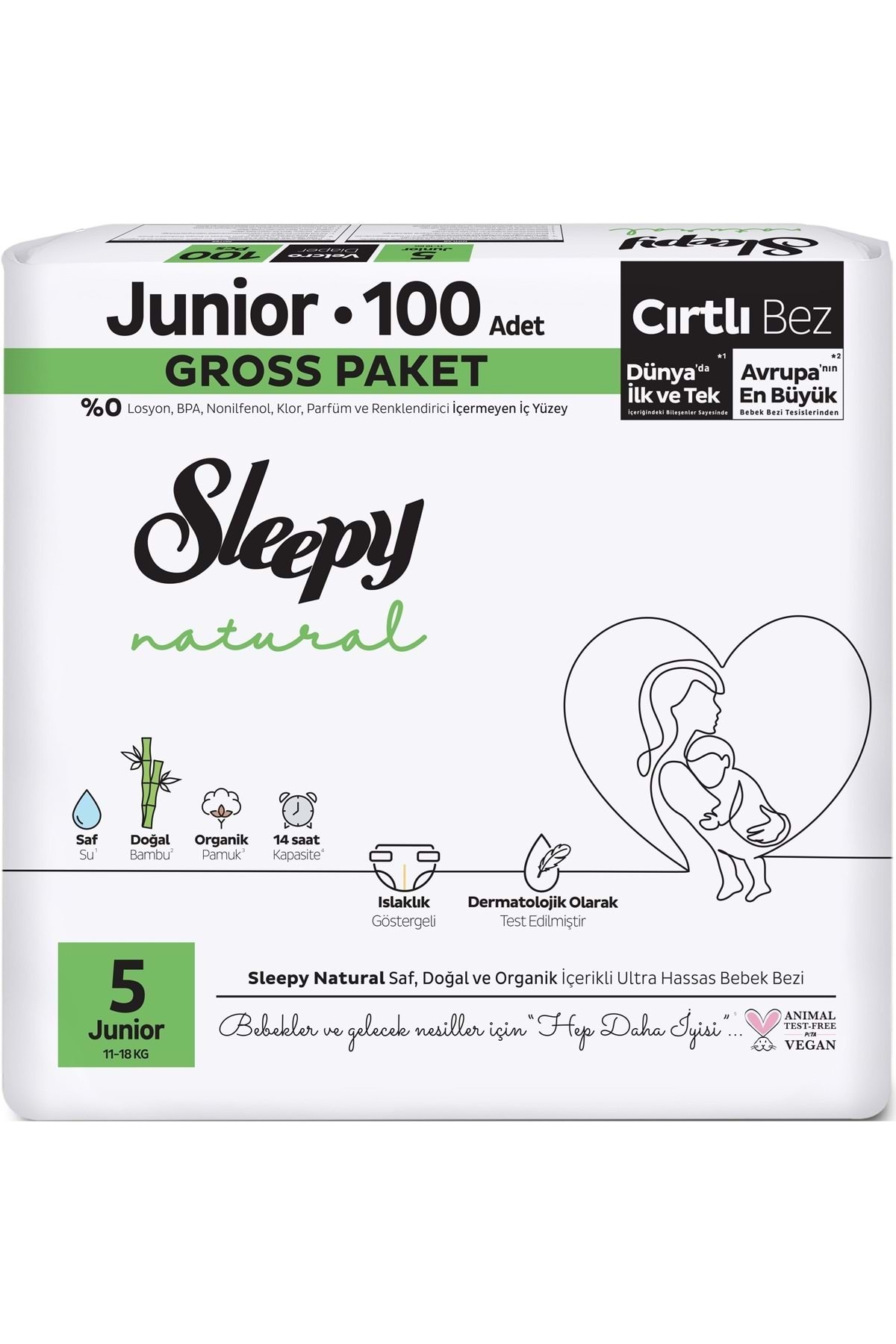 پوشک بچه سایز طبیعی: 5 11 18 کیلوگرم جونیور 300 عدد GROSS PK 3PK 100 اورجینال Sleepy