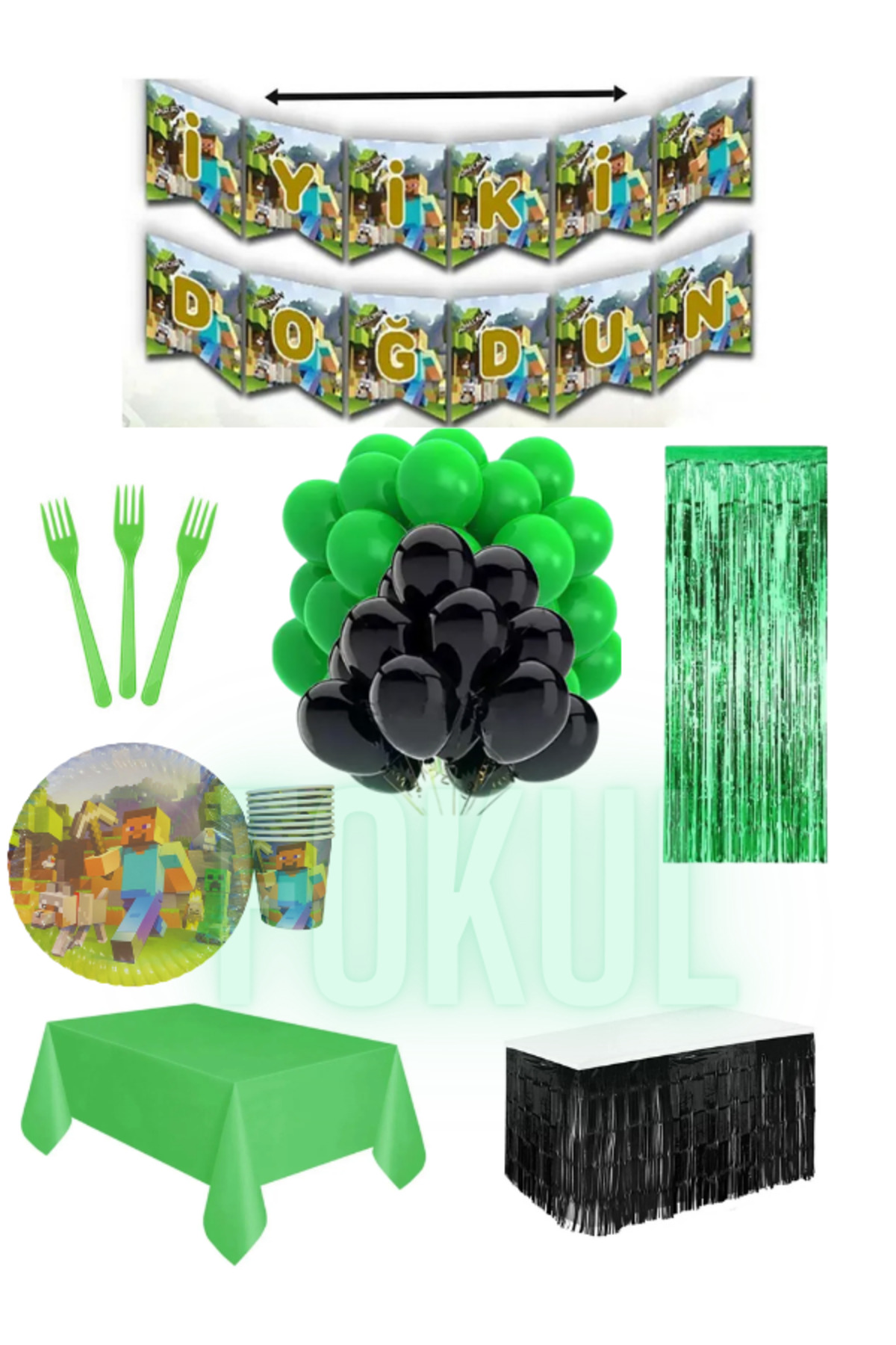 سایر لوازم مهمانی ست جشن تولد 16 نفره MINECRAFT BIRTHDAY PARTY CONCEPT FOKUL