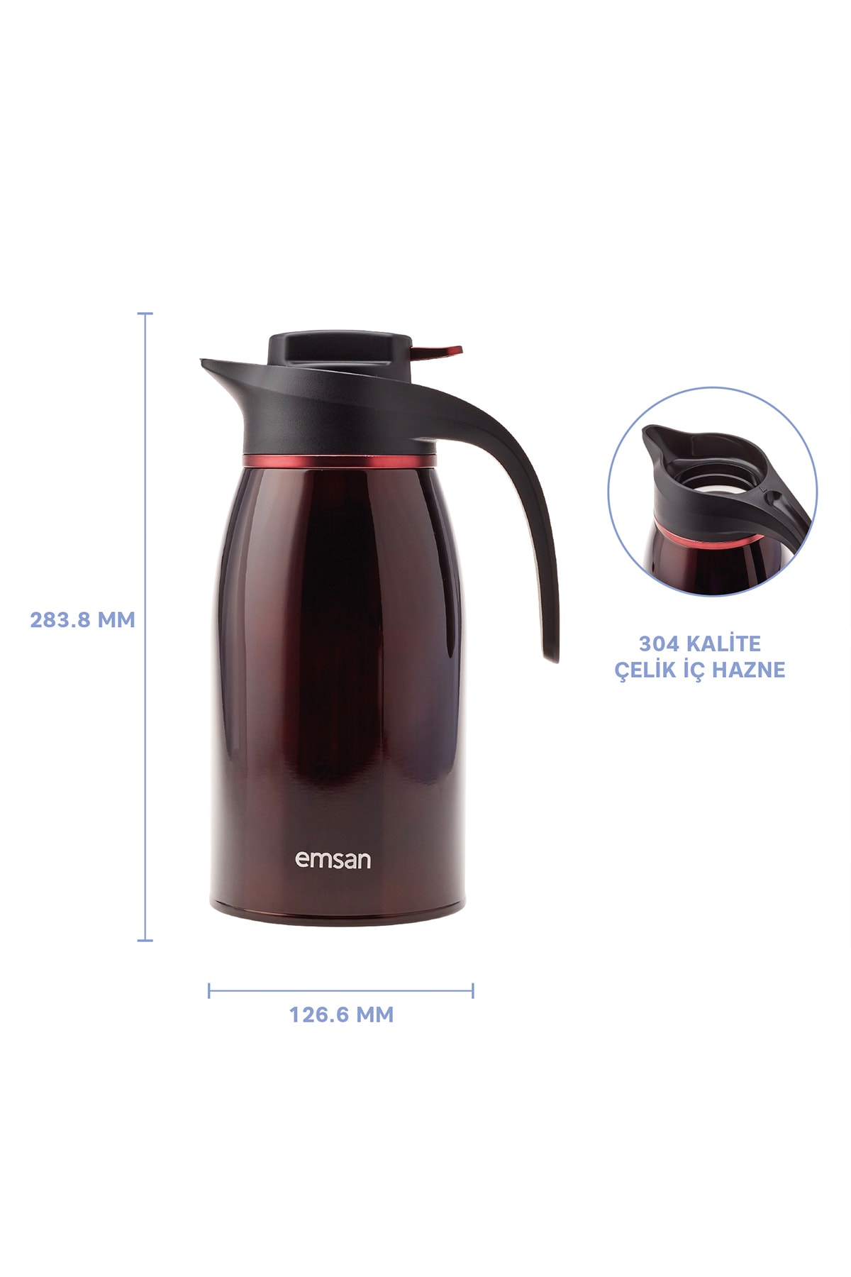 فلاسک قمقمه استیل گاما گرم و سرد به مدت 12 ساعت CLARET RED 2 لیتری اورجینال Emsan