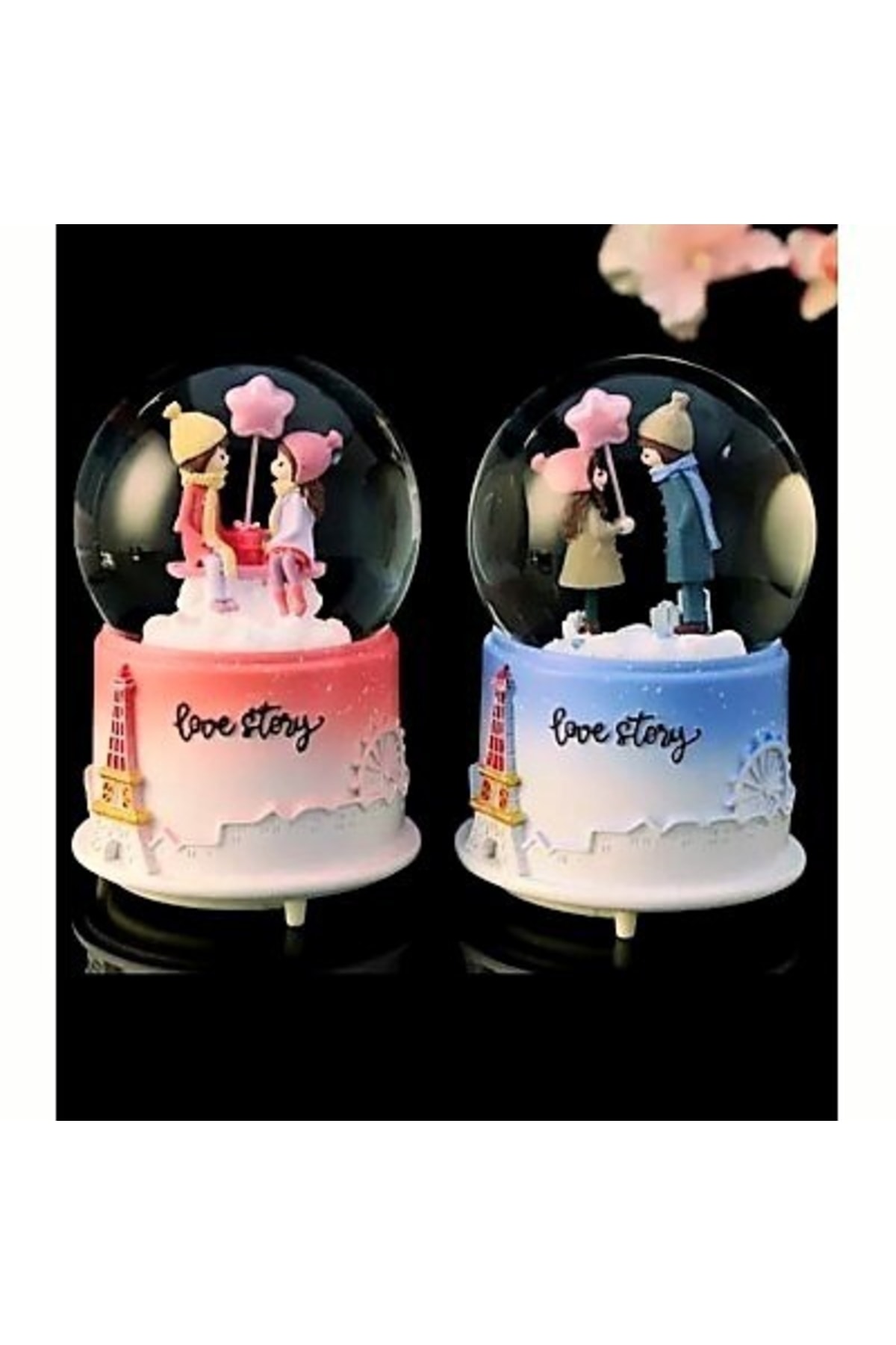 گوی برفی داستان عشق نورانی موزیکال اسپری شده در اندازه بزرگ SNOW GLOBE از ترکیه Özen Avm