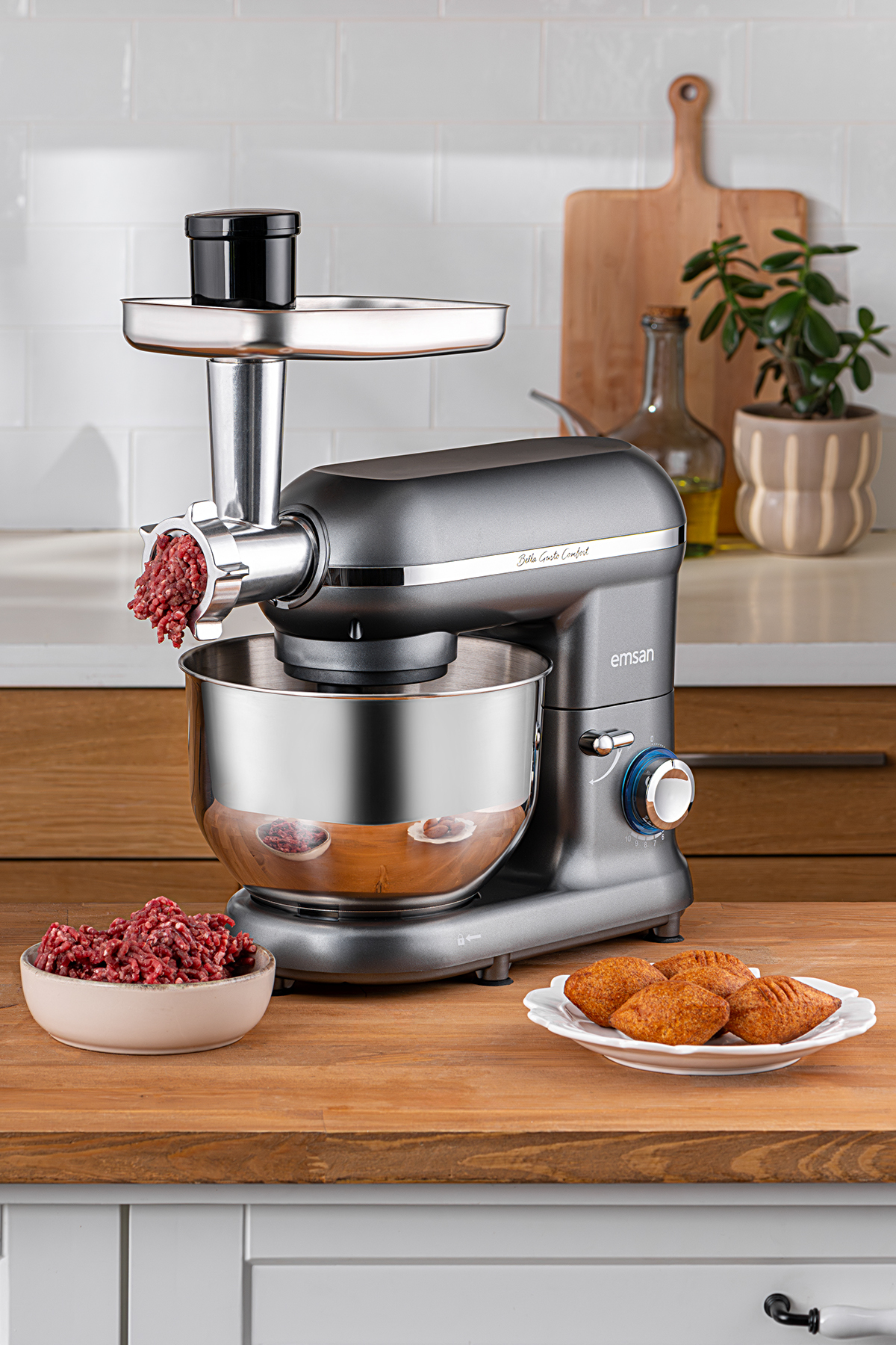 میکسر و ست پایه کامفورت BELLA GUSTO GREY 1300W 5,5L اورجینال Emsan