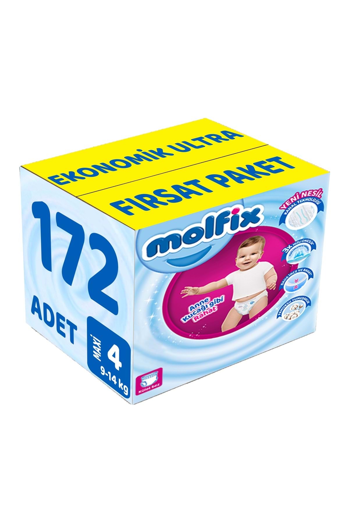 پوشک بچه سایز شورتی: 4 9 14 کیلوگرم MAXI 172 PIECES ECONOMICAL ULTRA OPPORTUNITY PK اورجینال Molfix
