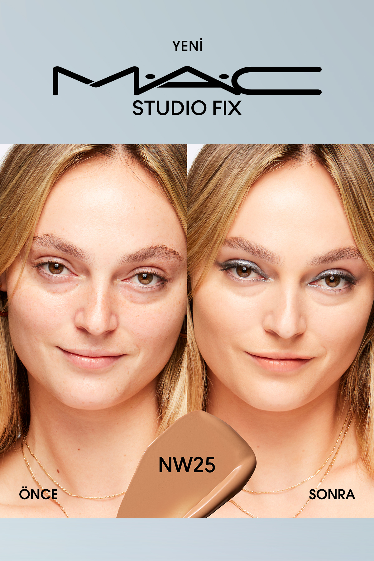کرم پودر پایه دائمی MATT تا 24 ساعت استودیو FIX FILUID SPF15 رنگ: NW25 30ML Mac