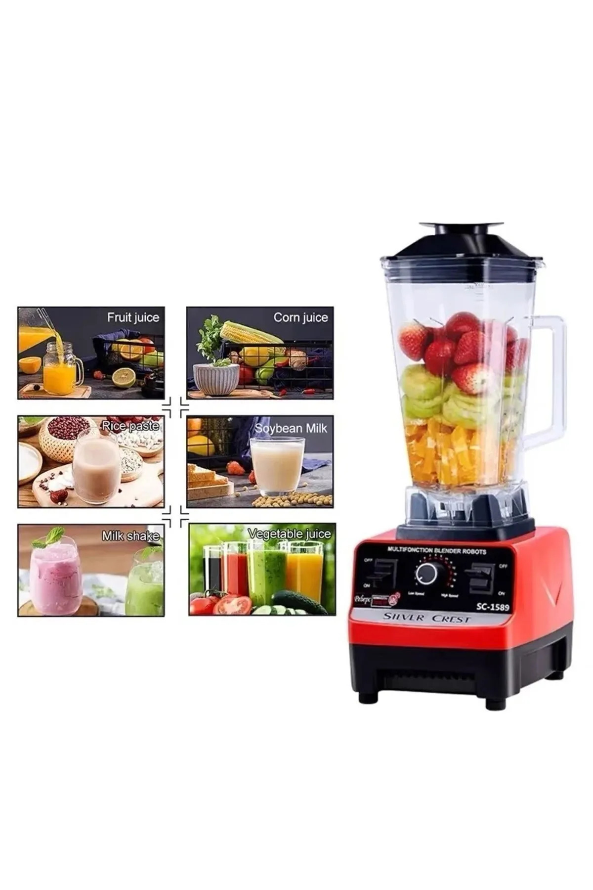 ست مخلوط کن حرفه ای کافه میکسر میوه سبزیجات SC 1589 9500W اورجینال Silver Crest