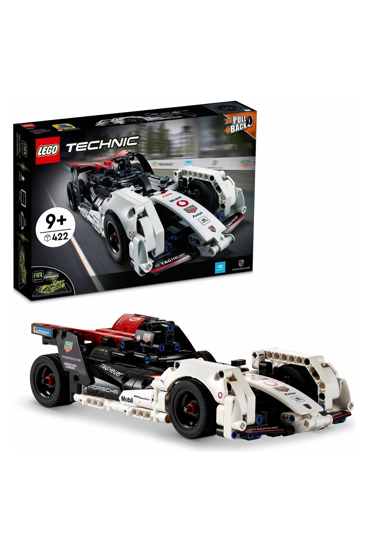 لگو و اسباب بازی های ساخت محور FORMULA E PORSCHE 99X ELECTRIC PULL DROP RACE CAR 42137 422 قطعه اورجینال LEGO