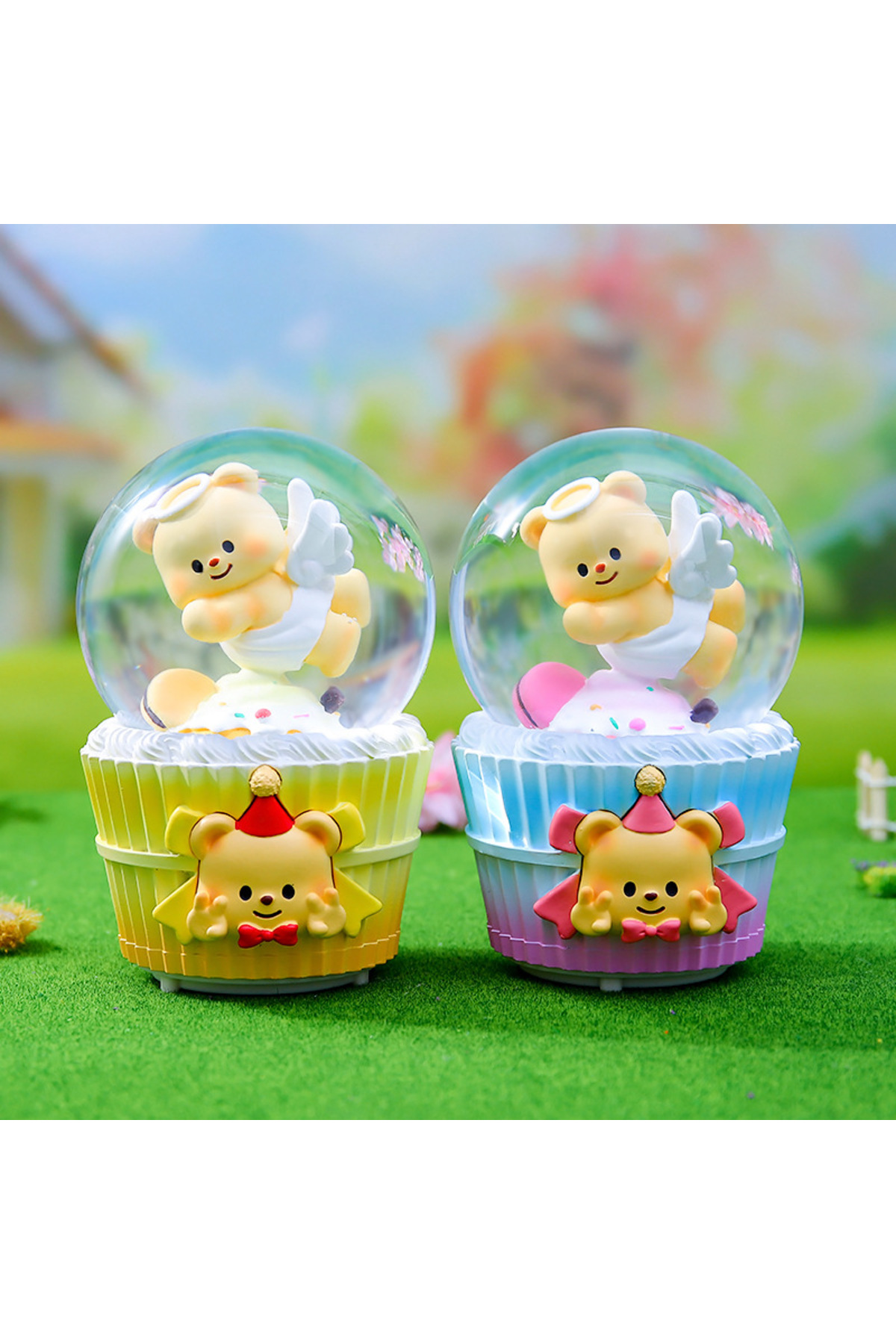 گوی برفی SNOW GLOBE سایز متوسط ​​خرس عروسکی با چراغ موسیقی زرد 12X8 از ترکیه Livava