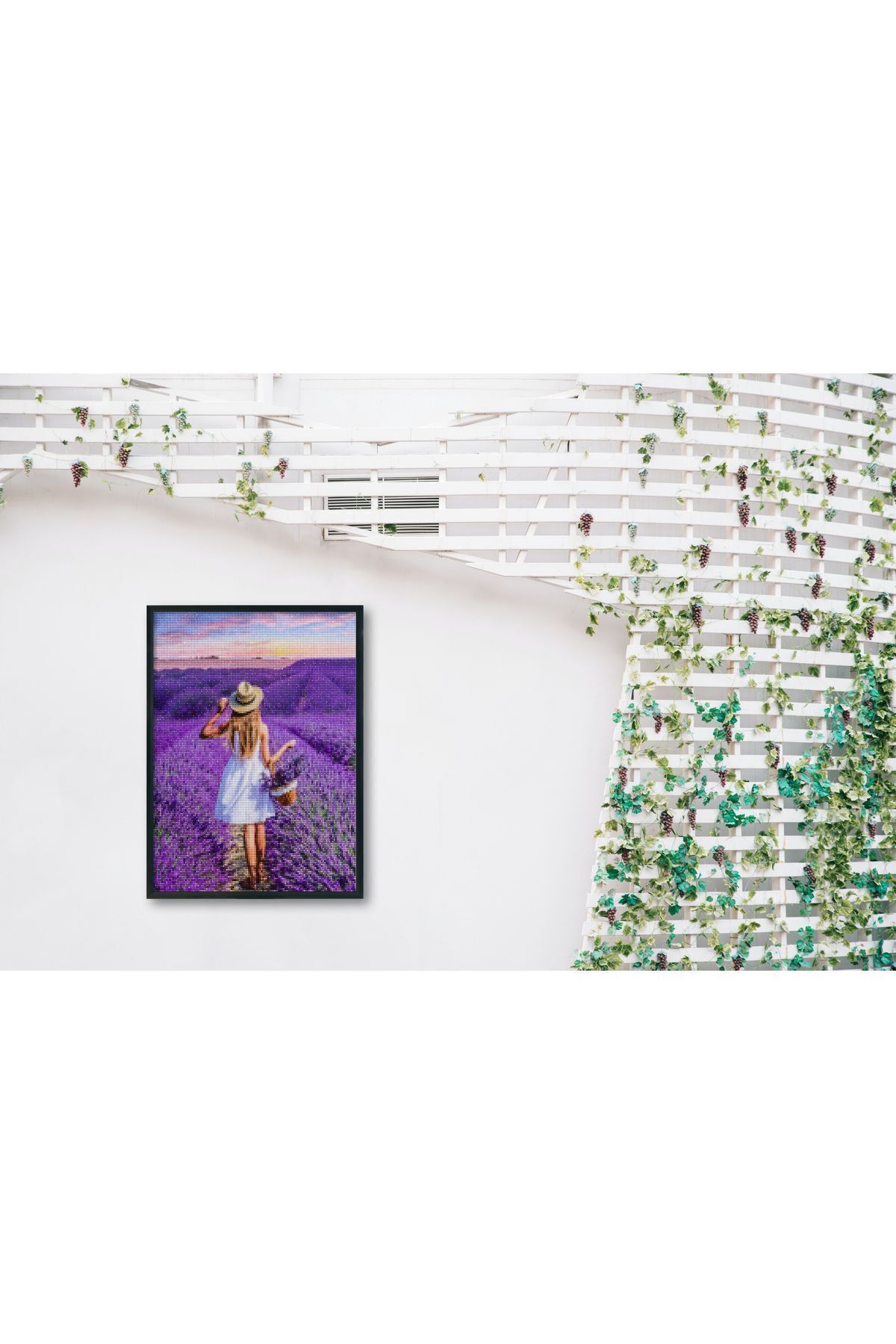 پازل باغ اسطوخودوس نقاشی الماس ملیله موزاییک مهره پردازش سنگ 40X50CM MAXİ