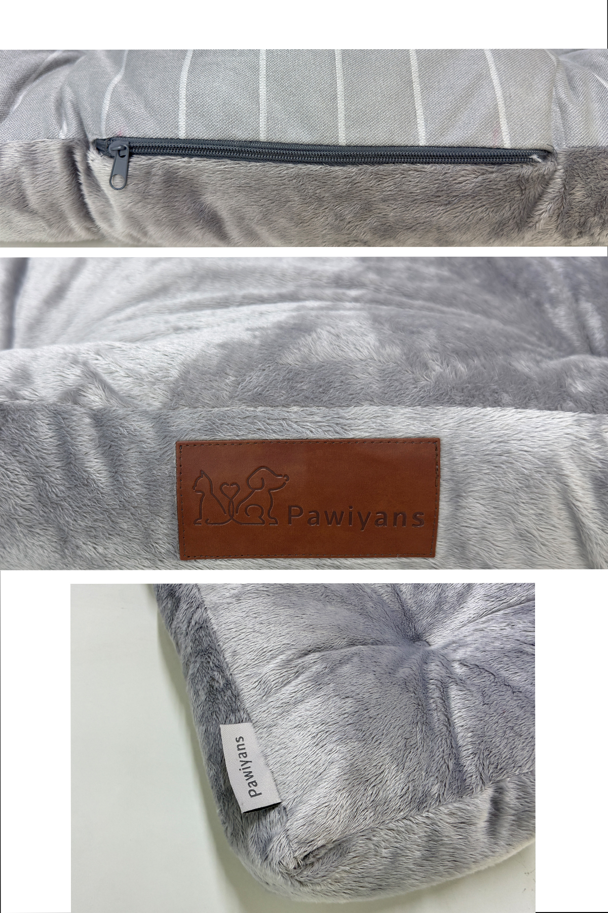 جای خواب باکس سگ و گربه پاویانس PAWİYANS مدل Soft Box با الیاف توپی ۱۰۰٪ و روکش زیپ‌دار قابل شست‌وشو خاکستری