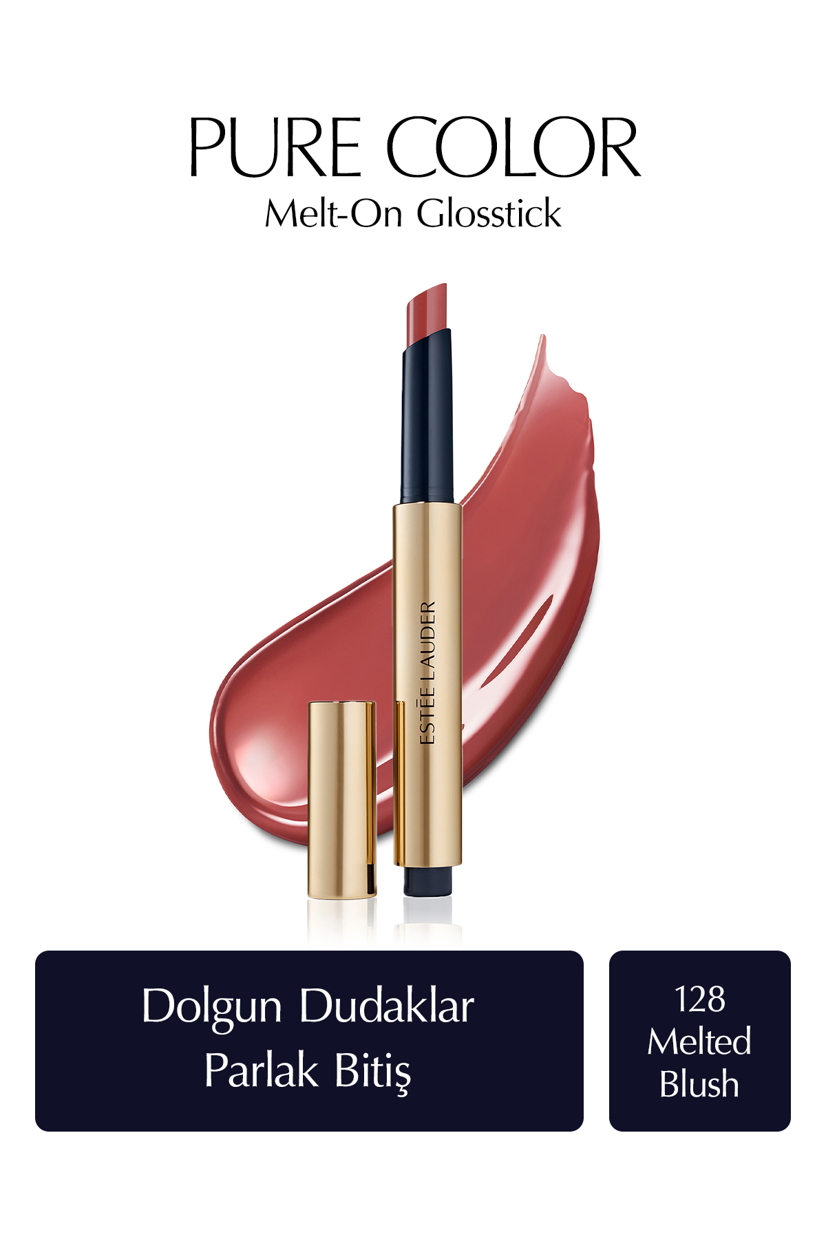 رژ لب ذوب رنگ خالص ON GLOSTICK DOLGULATOR TRINKER مؤثر رنگ: 128 سرخ شده Estee Lauder