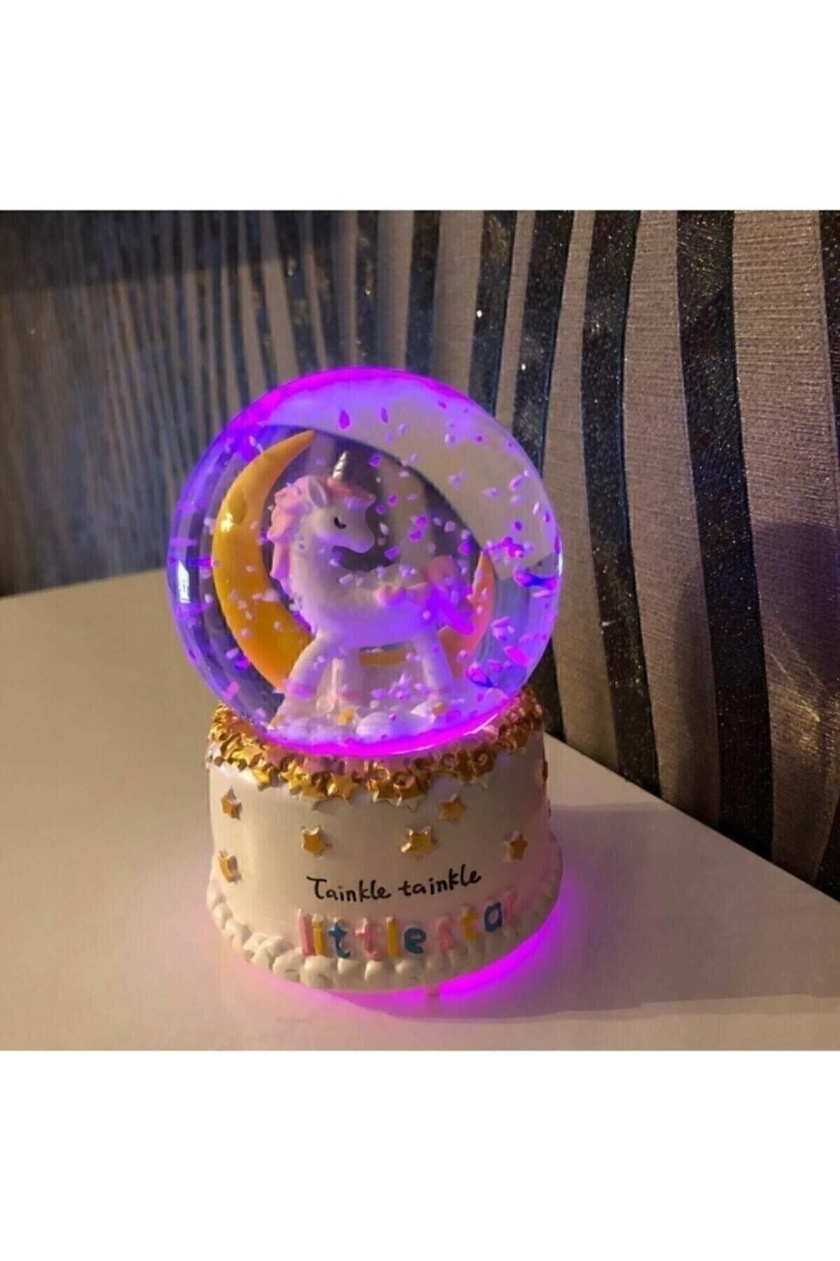 گوی برفی سایز متوسط ​​تکشاخ با مضمون SNOW GLOBE UNICORN موسیقی و نور از ترکیه Genel Markalar