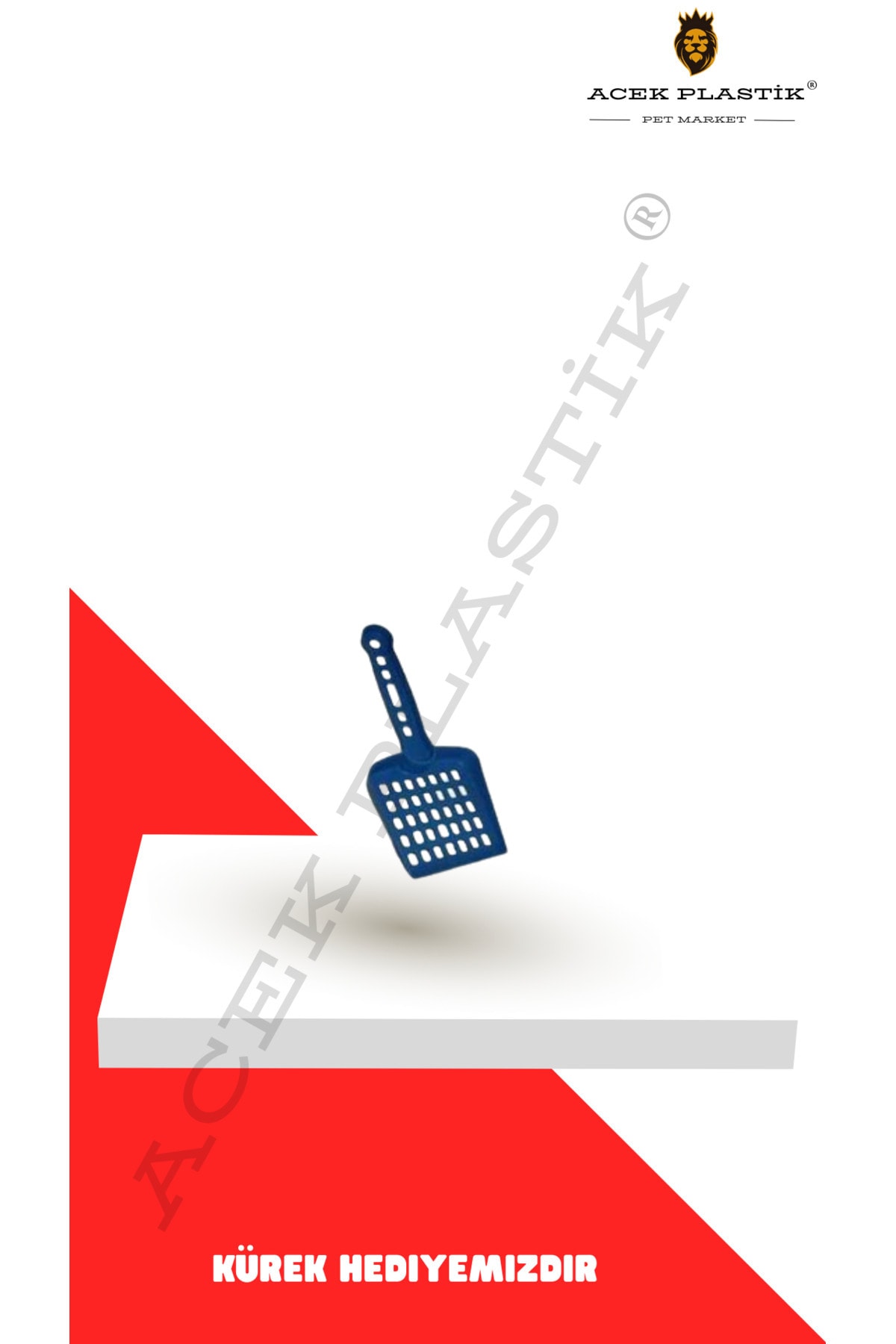 ظرف خاک گربه روباز بزرگ ای‌سی‌ای‌کی پلاستیک A.C.E.K PLASTİK مدل A-218