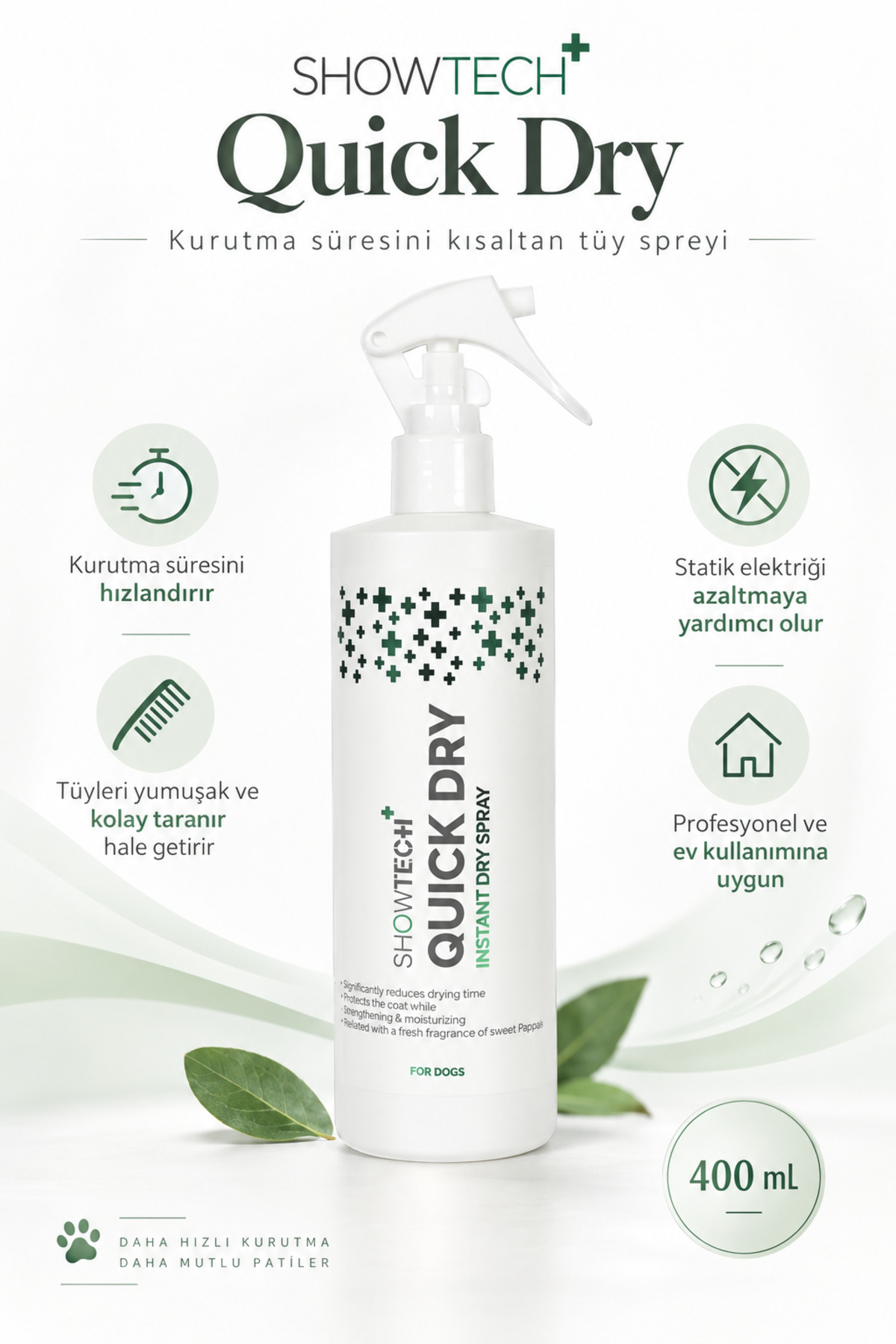 اسپری خشک‌کننده موی حیوانات شو‌تک Showtech Quick Dry، ۴۰۰ میلی‌لیتر