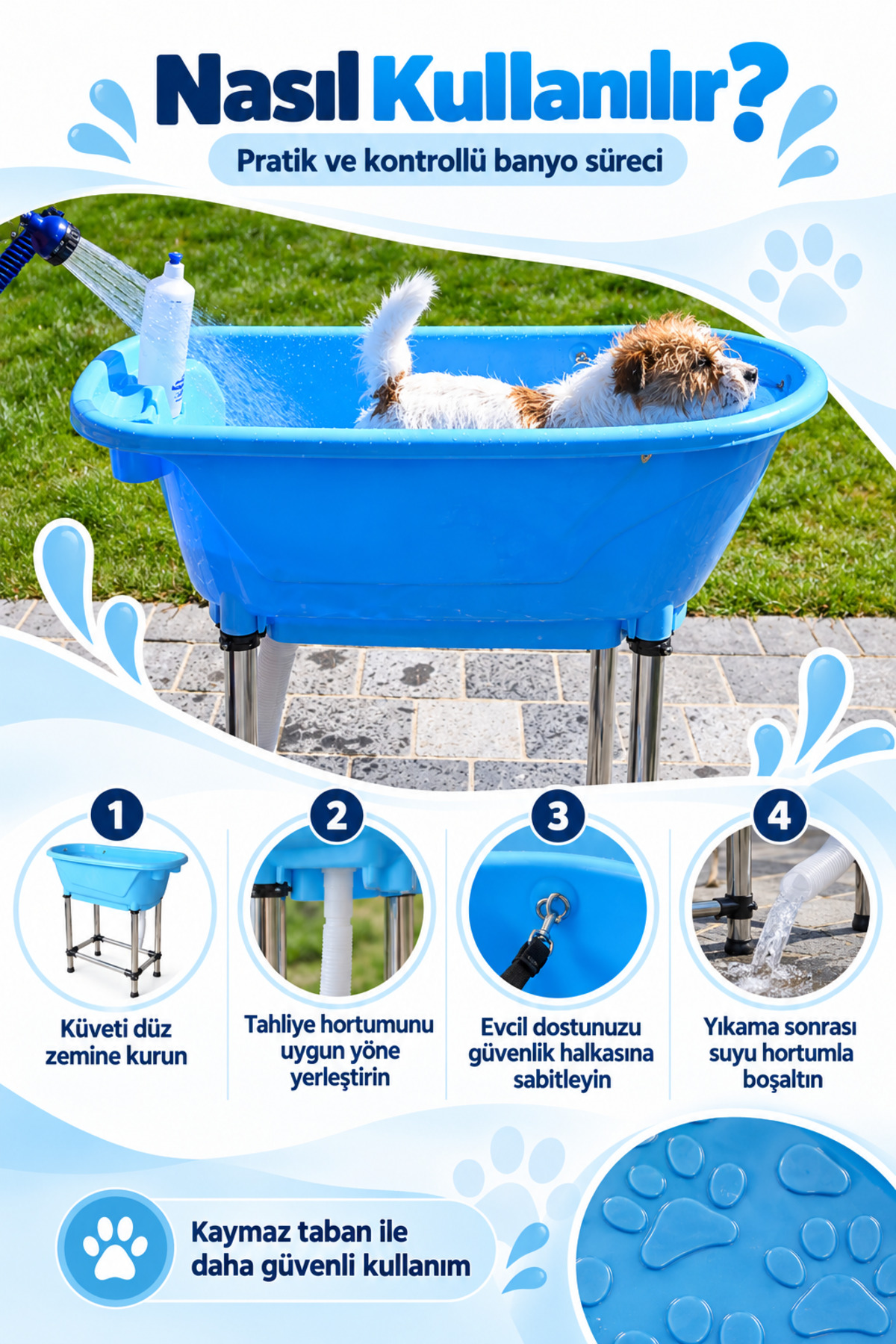 وان قابل‌حمل سگ و گربه شوتک Showtech Handy Tub M، آبی، ۹۶×۵۰×۹۱ سانتی‌متر