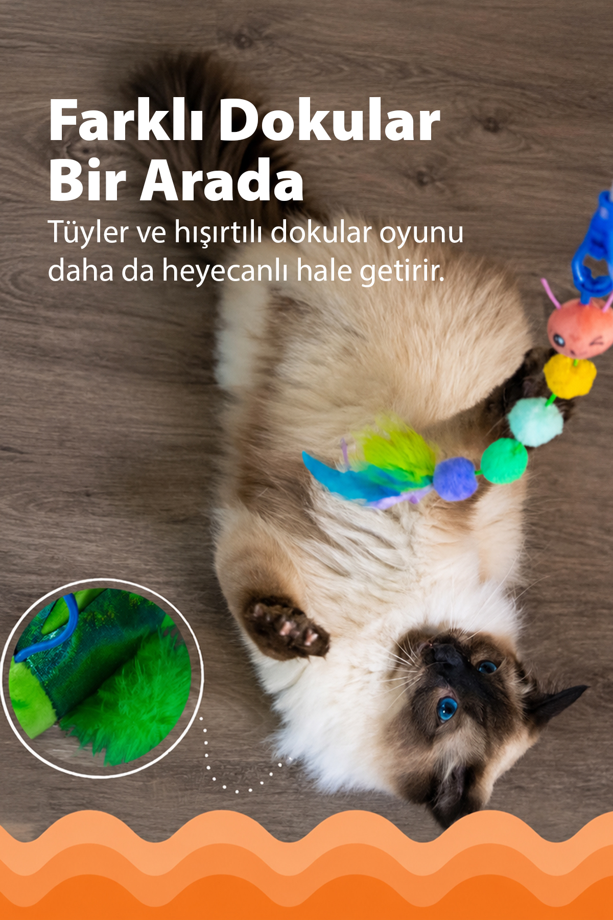 اسباب‌بازی میله‌ای گربه Catstages Tail Teaser، اوت‌وارد هاوند Outward Hound، مدل 350-71144M چندرنگ
