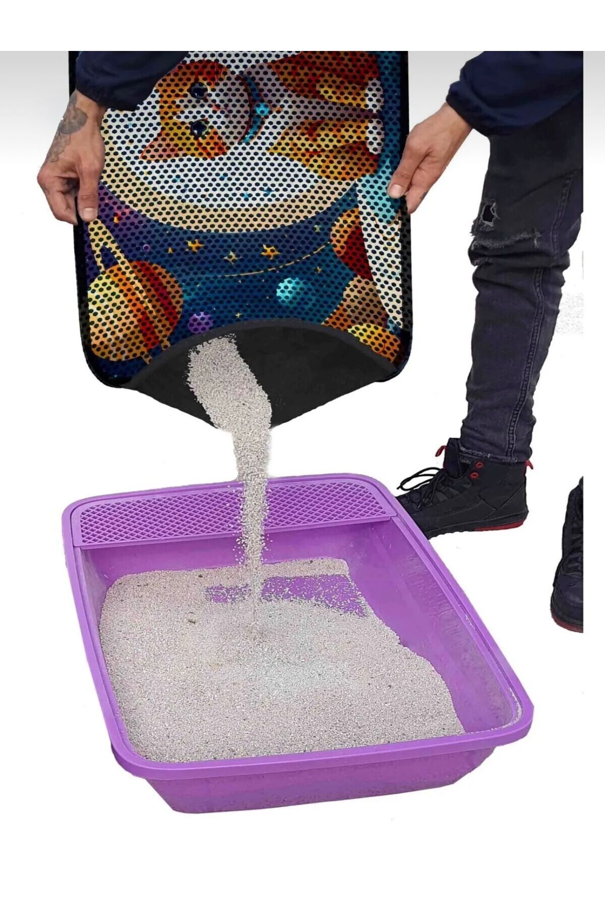 زیرانداز مشبک و طرح‌دار جلوی توالت گربه پتیکول PATICOOL، نارنجی، ۶۰×۱۲۰ سانتی‌متر