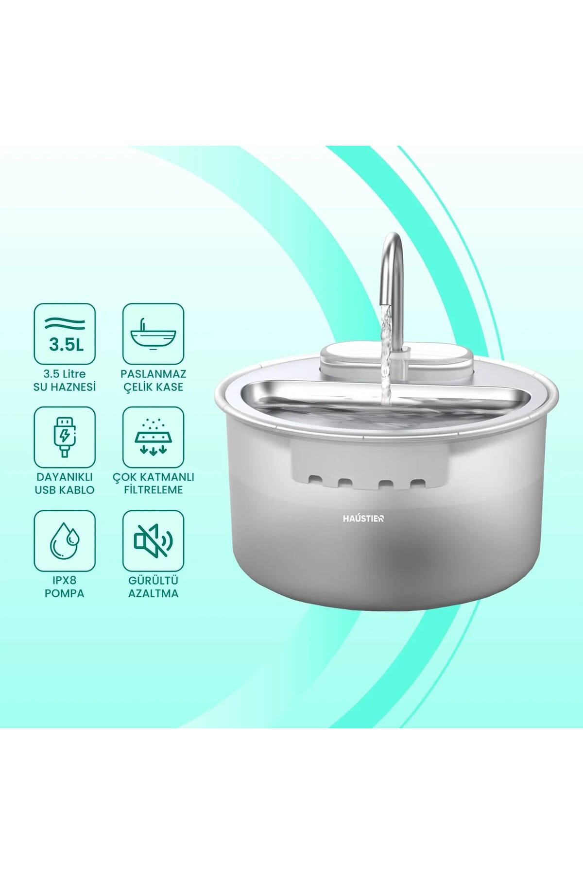 ست توالت خودکار هوشمند دوربین‌دار و ظرف غذای گربه هاوستایر Haustier، CB002، QQ003، WF009LS، مدل HST-SET98