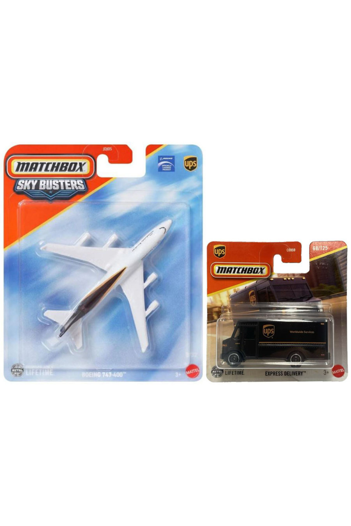 ماشین اسباب بازی MATCHBOX 2 VEHICLE SET SKY BUSTERS BOEING 747 400 & EXPRESS DELIVERY 1 64 UPS HOT WHEELS