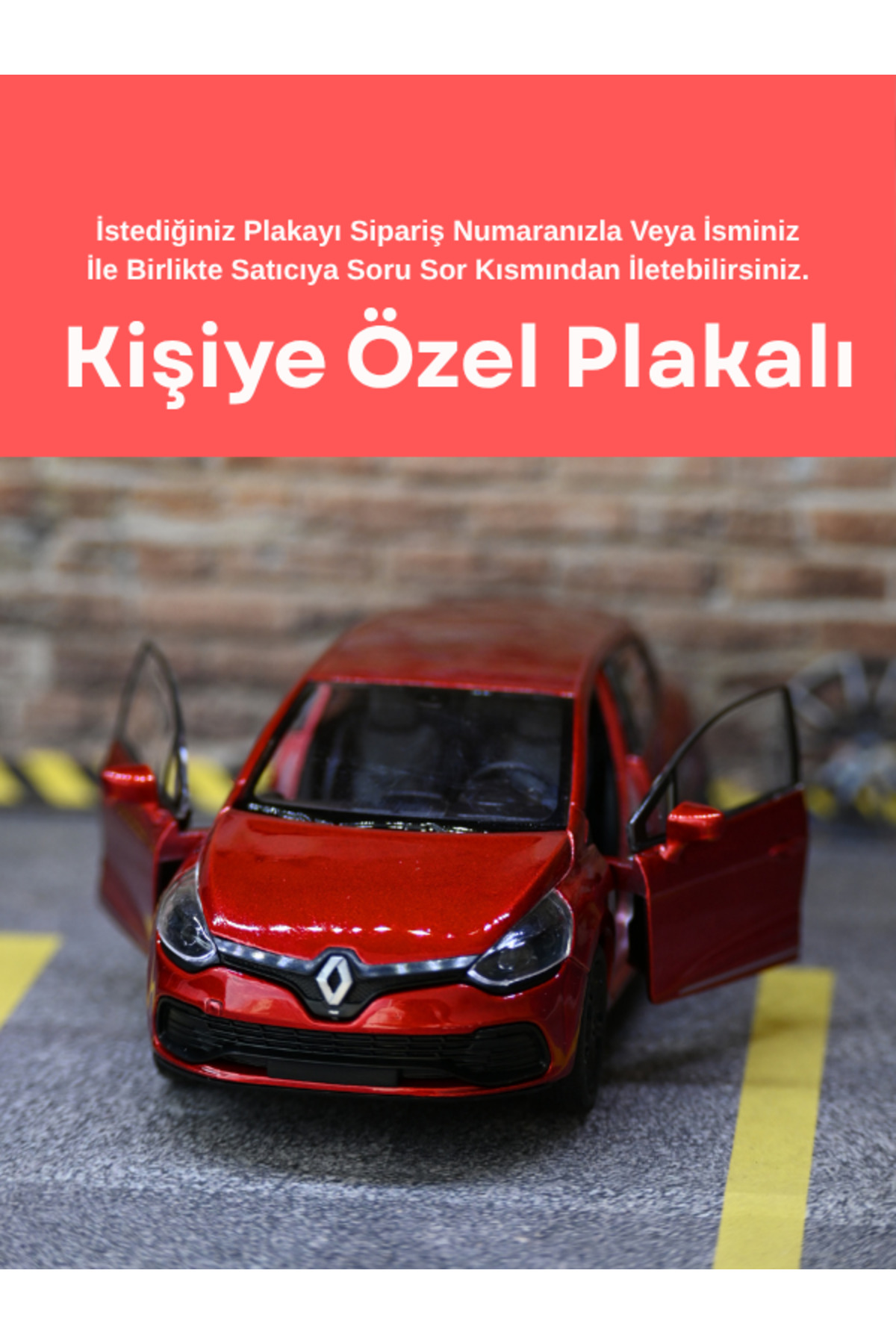 مدل خودرو RENAULT CLIO 4 METAL TOY CAR RED DIE CAST WITH PERSONALIZED GIFT PLATE از ترکیه bebeym