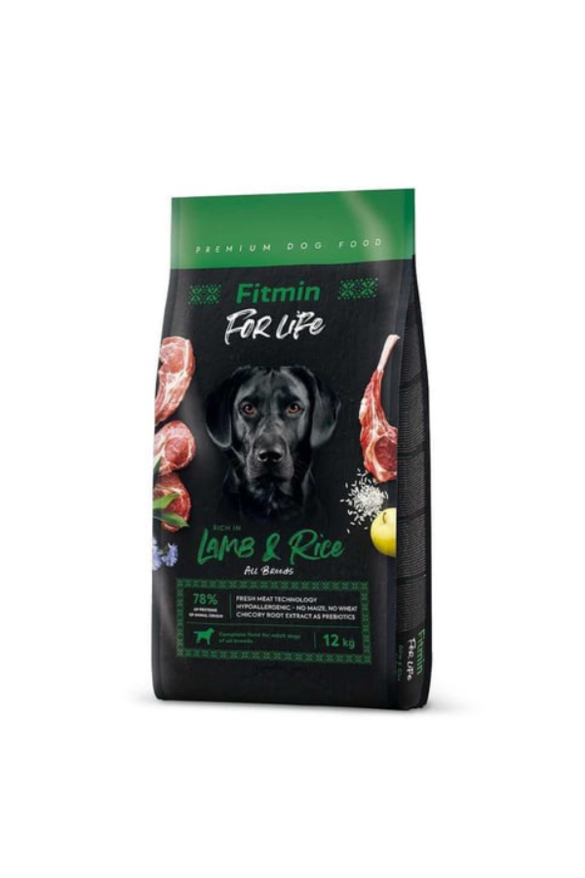 غذای خشک سگ بالغ فیت‌مین Fitmin For Life با گوشت بره و برنج، مناسب همه نژادها، ۱۲ کیلوگرم