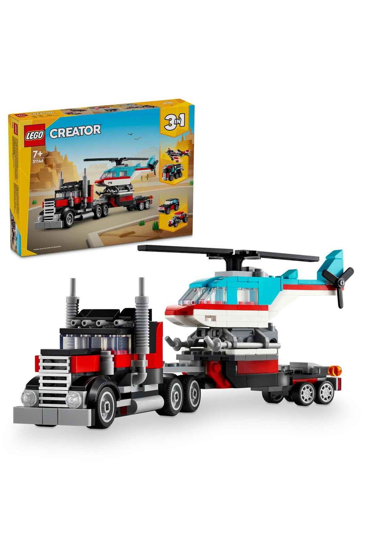 لگو و اسباب بازی های ساخت محور ® CREATOR HELICOPTER FLATBED TRUCK 31146 3 در 1 برای کودکان 7 سال به بالا اورجینال LEGO