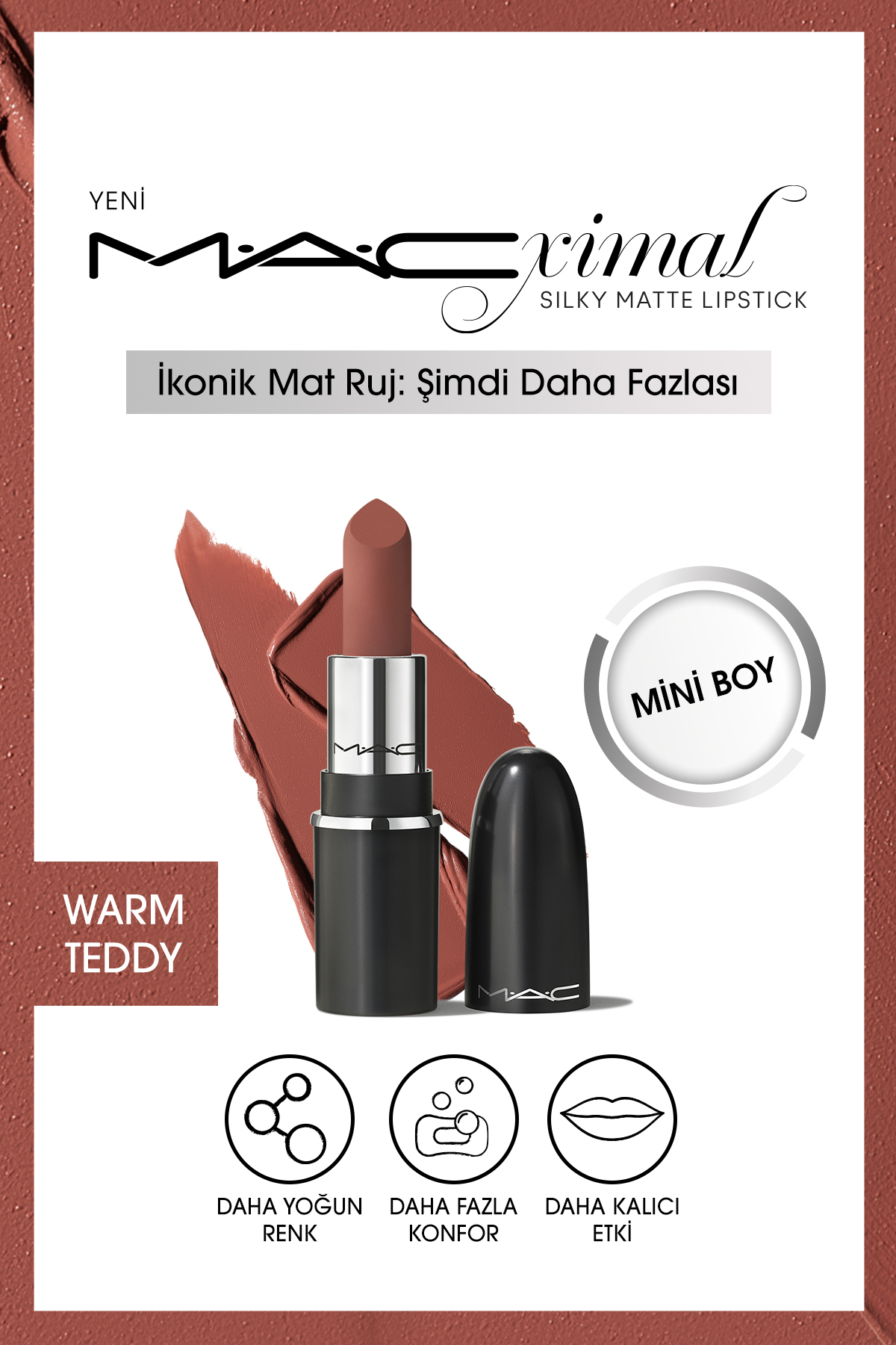 رژ لب مات ابریشمی مینی مک MACXIMAL گرم تدی 1.8 گرمی Mac