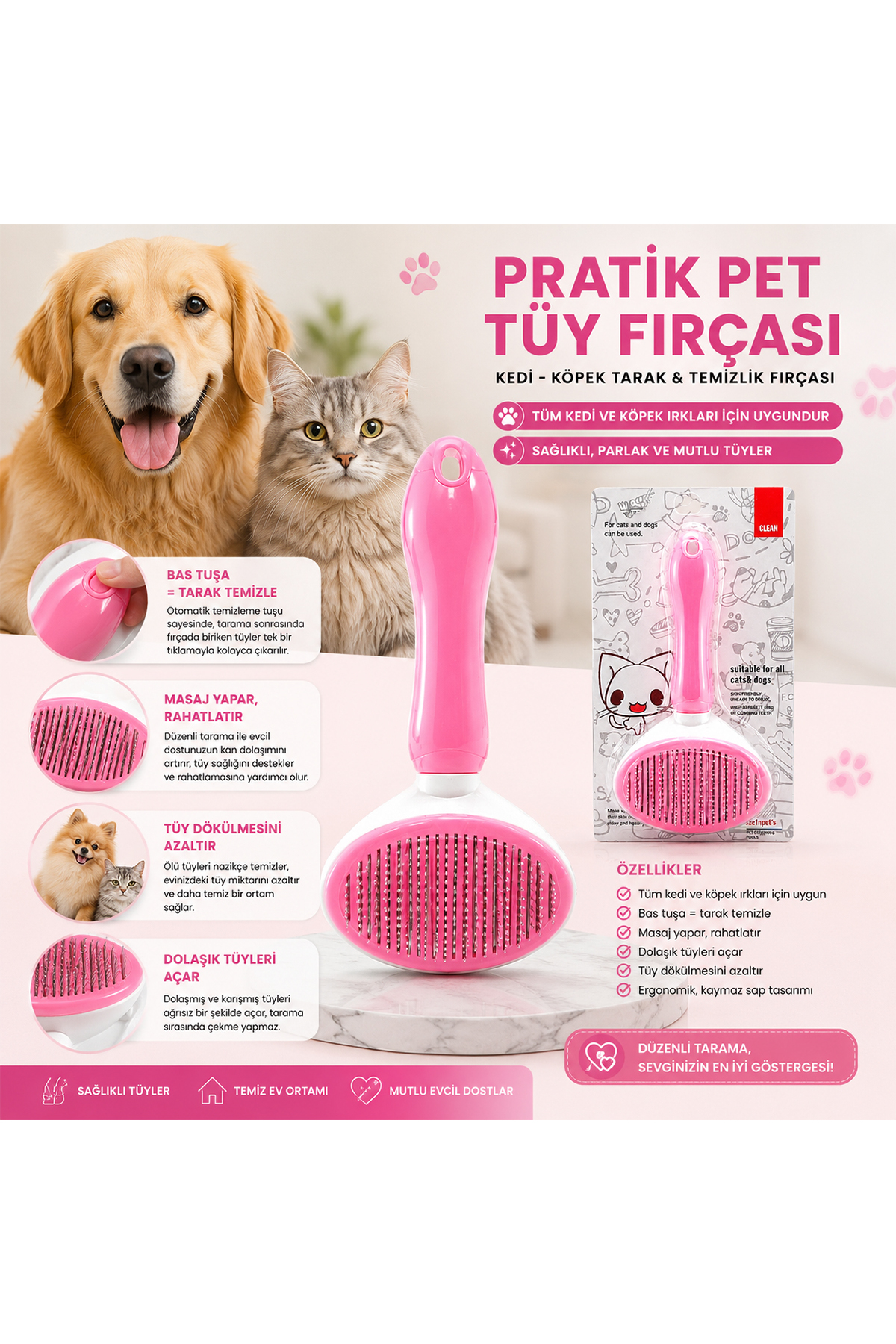 برس مو و شانه خودتمیزشونده حیوانات اسنو سلکت Eseno Select مدل AKYI-380539