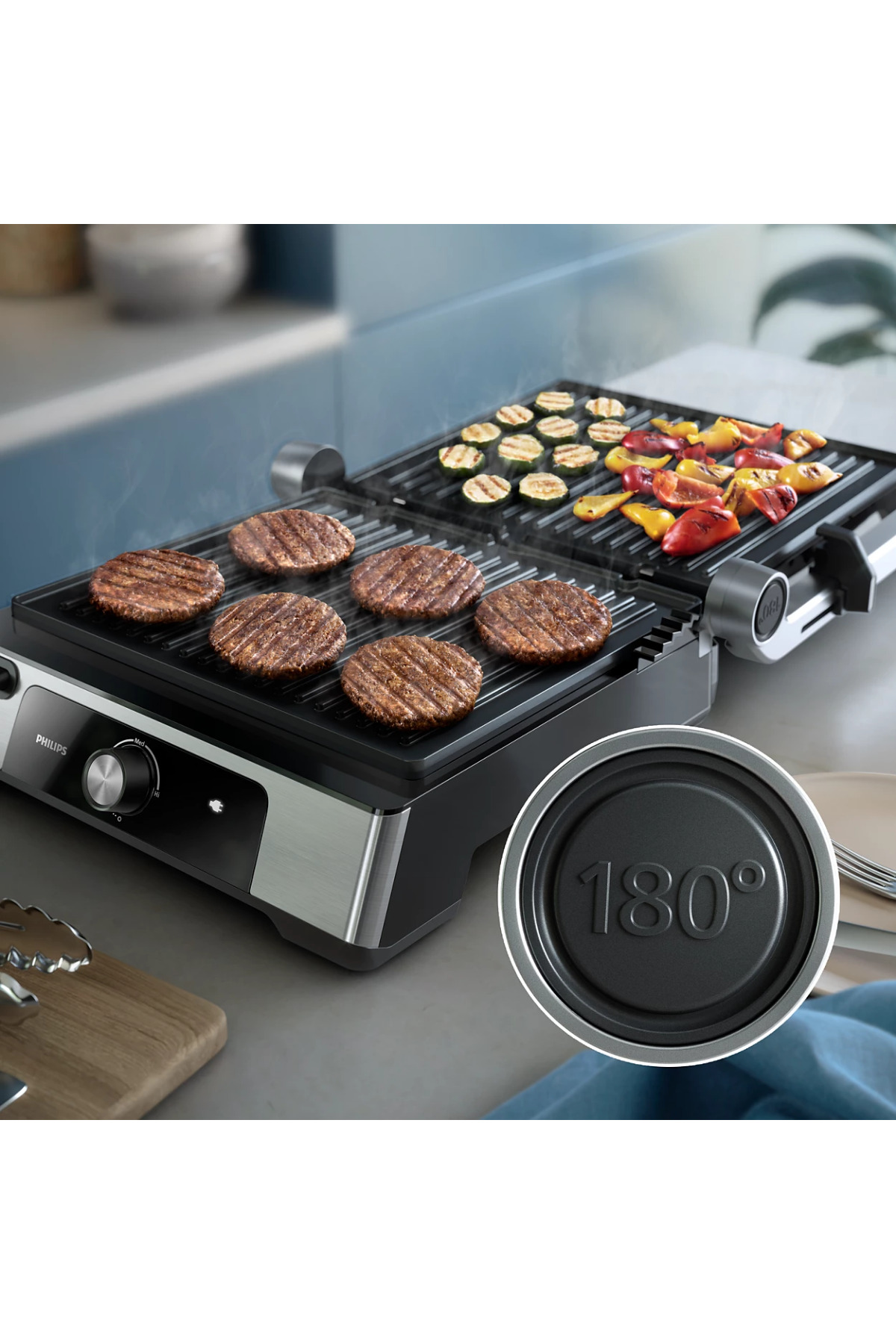 دستگاه ساندویچ و تست صفحه نچسب 2200 وات مخزن روغن عملکرد گریل اورجینال Philips