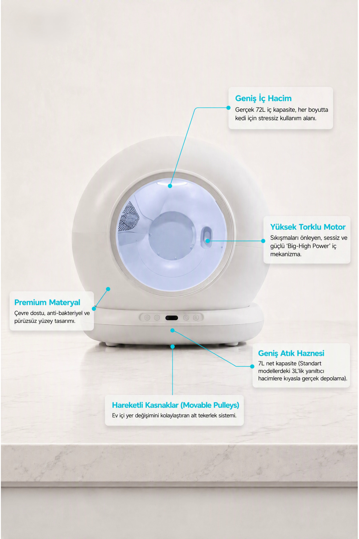 توالت گربه خودکار اسمارت‌مئو SmartMew SCE001 با محفظه ۷۵ لیتری