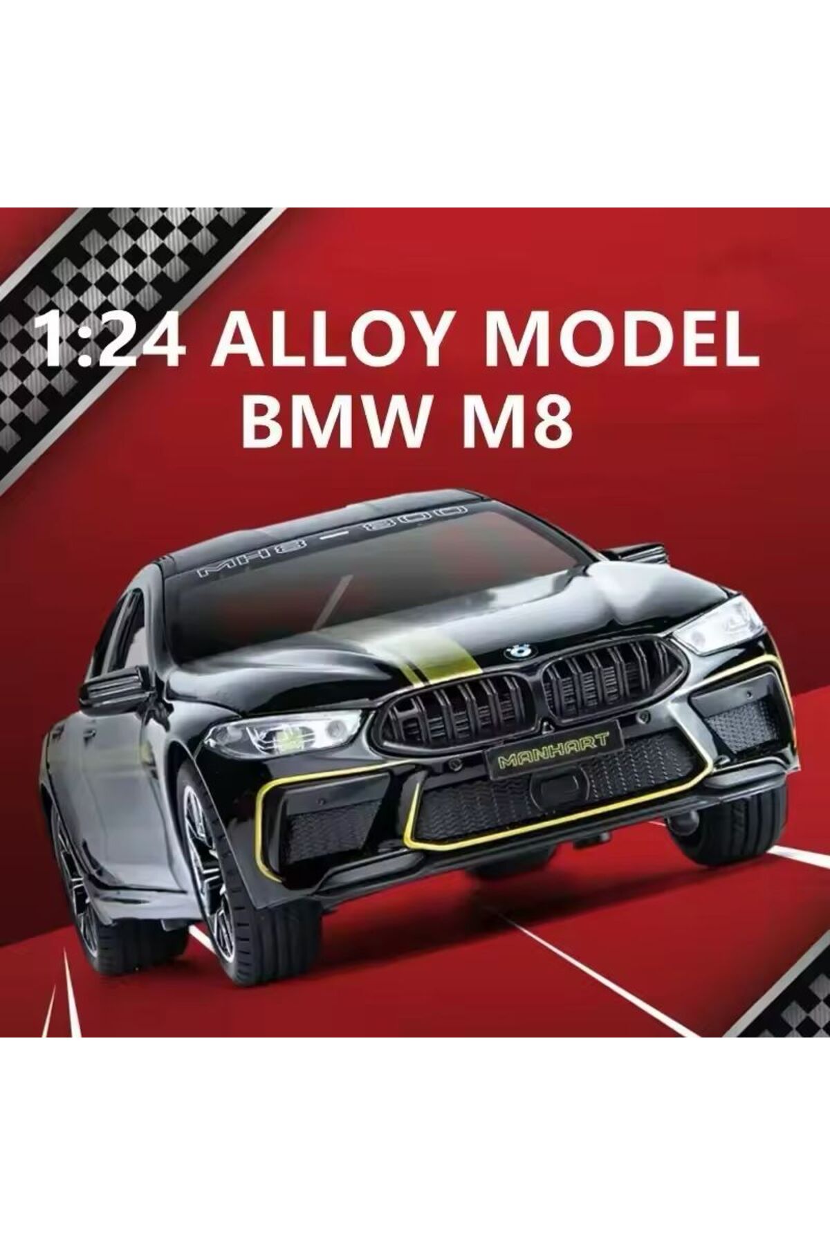 مدل خودرو BMW M8 DIECAST METAL 1.24 SCALE درب صندوق عقب خودروی اسپرت مشکی اورجینال scntoys